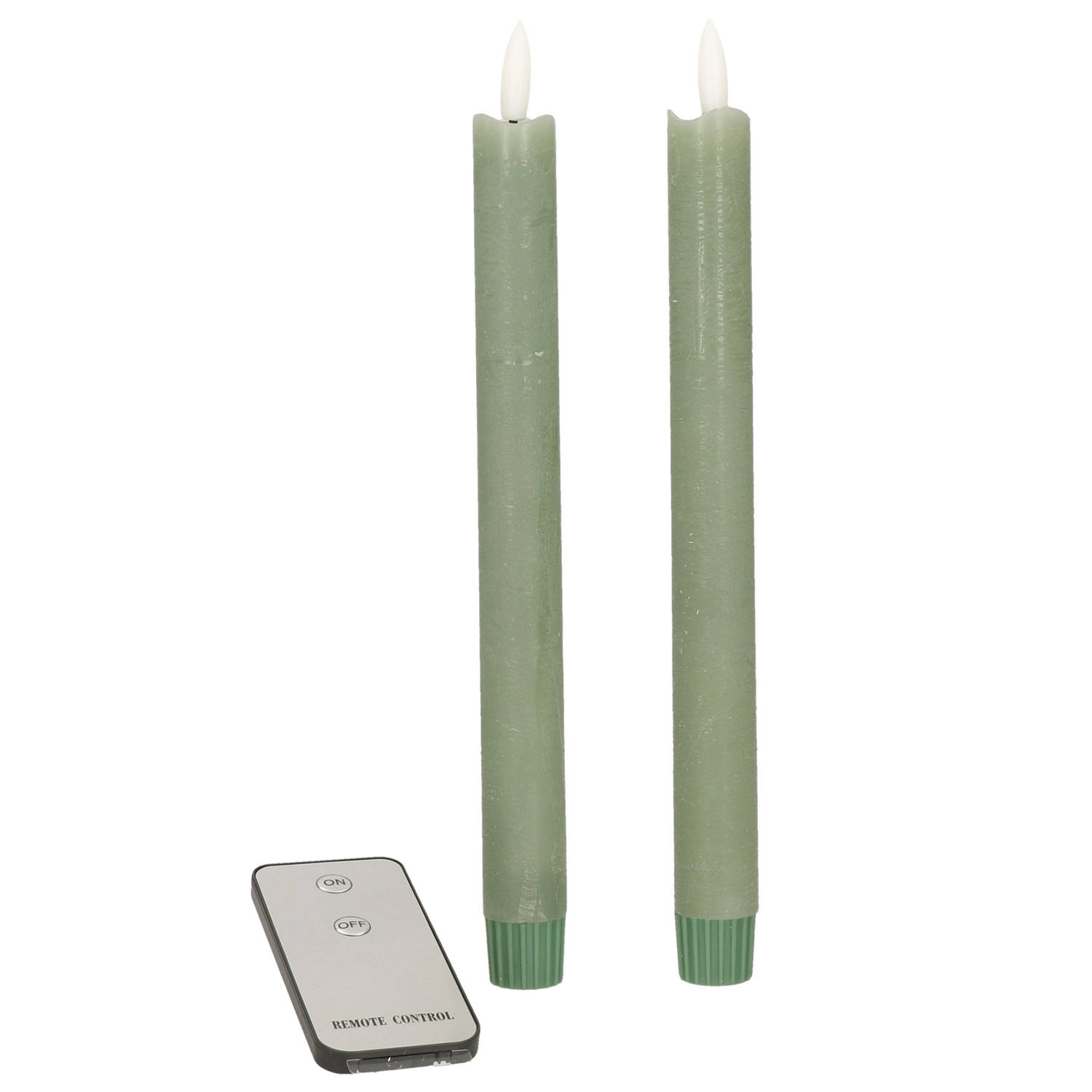 LED dinerkaarsen 2x jade groen 23 cm met afstandsbediening LED kaarsen