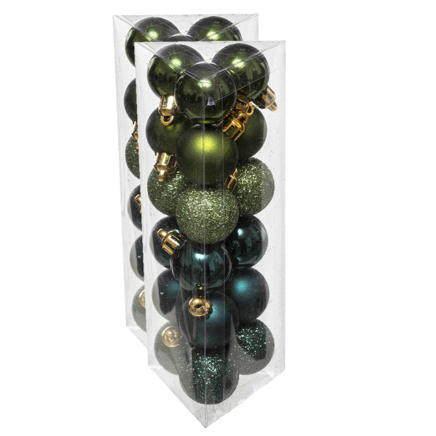36x stuks kerstballen groen glans en mat kunststof 3 cm - Kerstbal