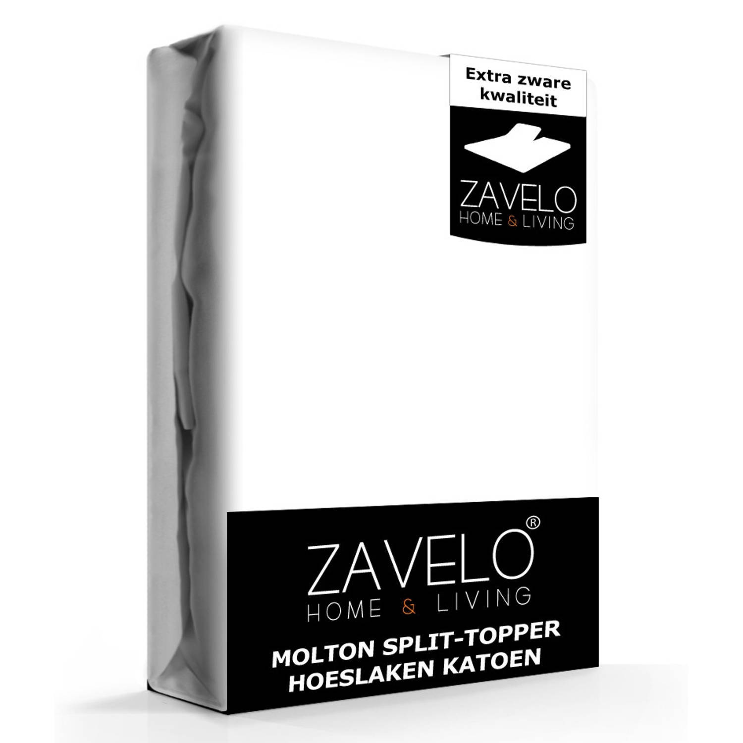 Zavelo Molton Split-Topper Hoeslaken (100% Katoen)-Lits-jumeaux (160x200 cm)