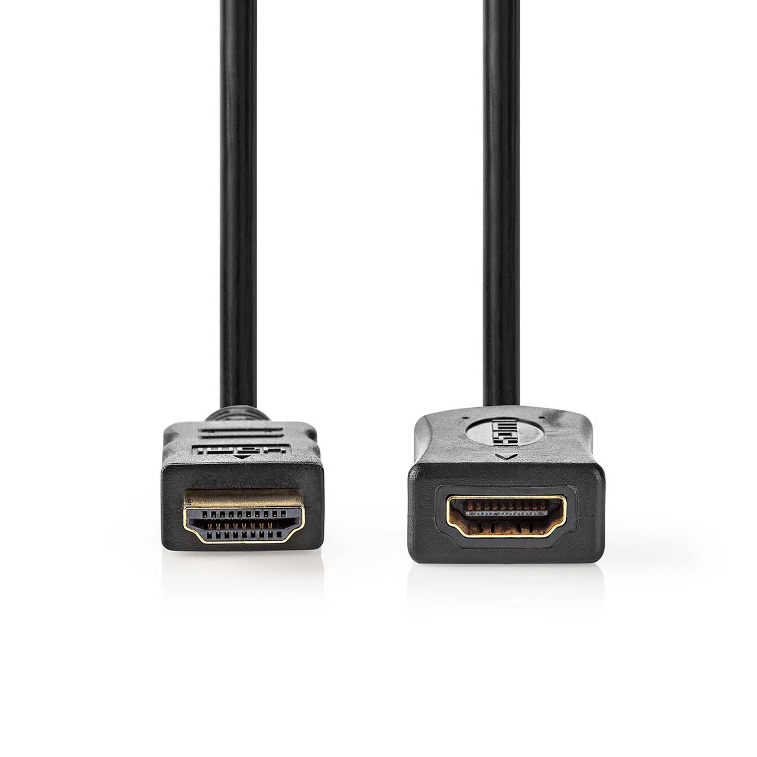 High Speed ​​HDMI-Kabel met Ethernet - HDMI Connector - HDMI Female - 4K@30Hz - 10.2 Gbps - 2.00 m - Rond - PVC - Zwart - Label