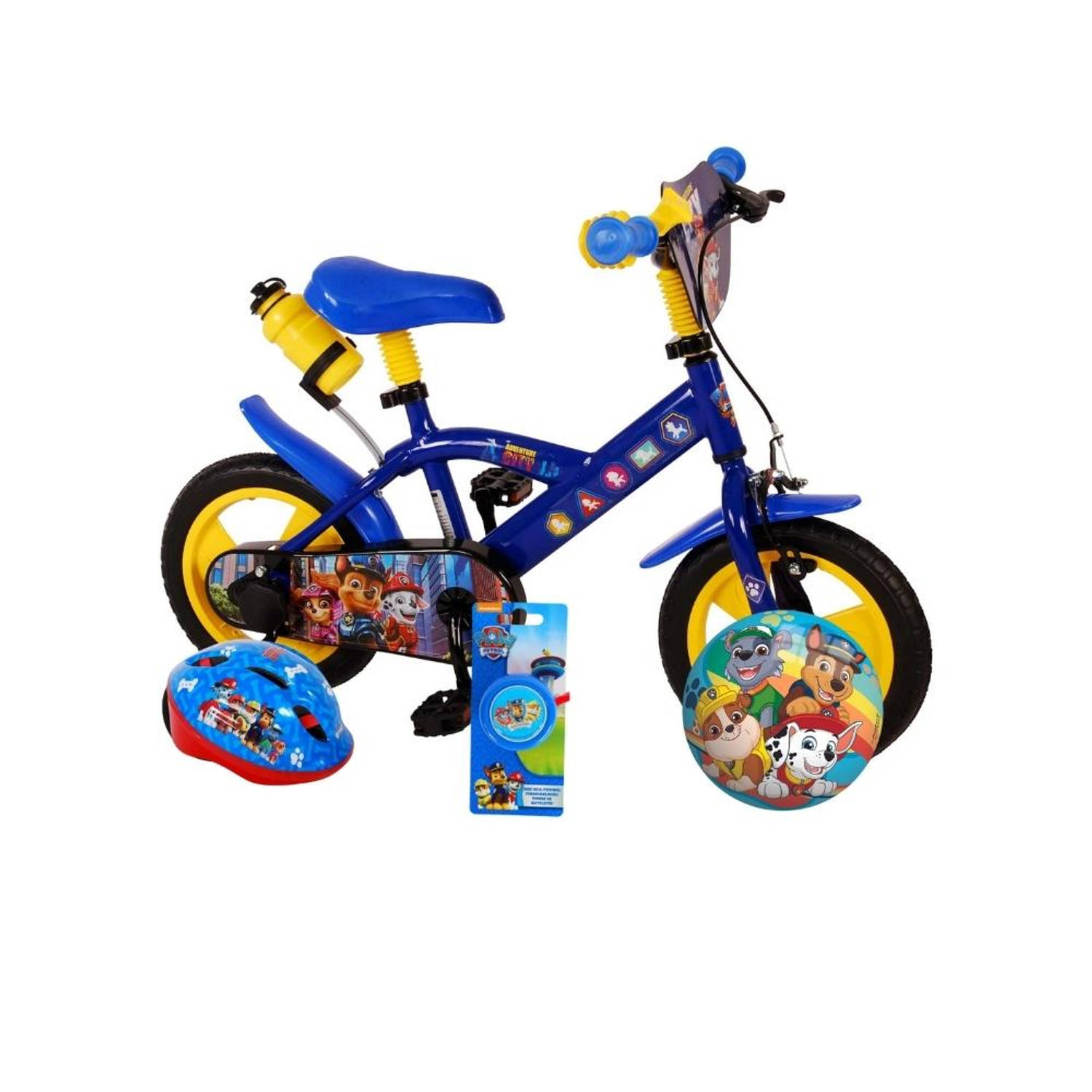 Volare Kinderfiets Paw Patrol The Movie - 12 inch - Blauw - Doortrapper - Inclusief fietshelm en accessoires