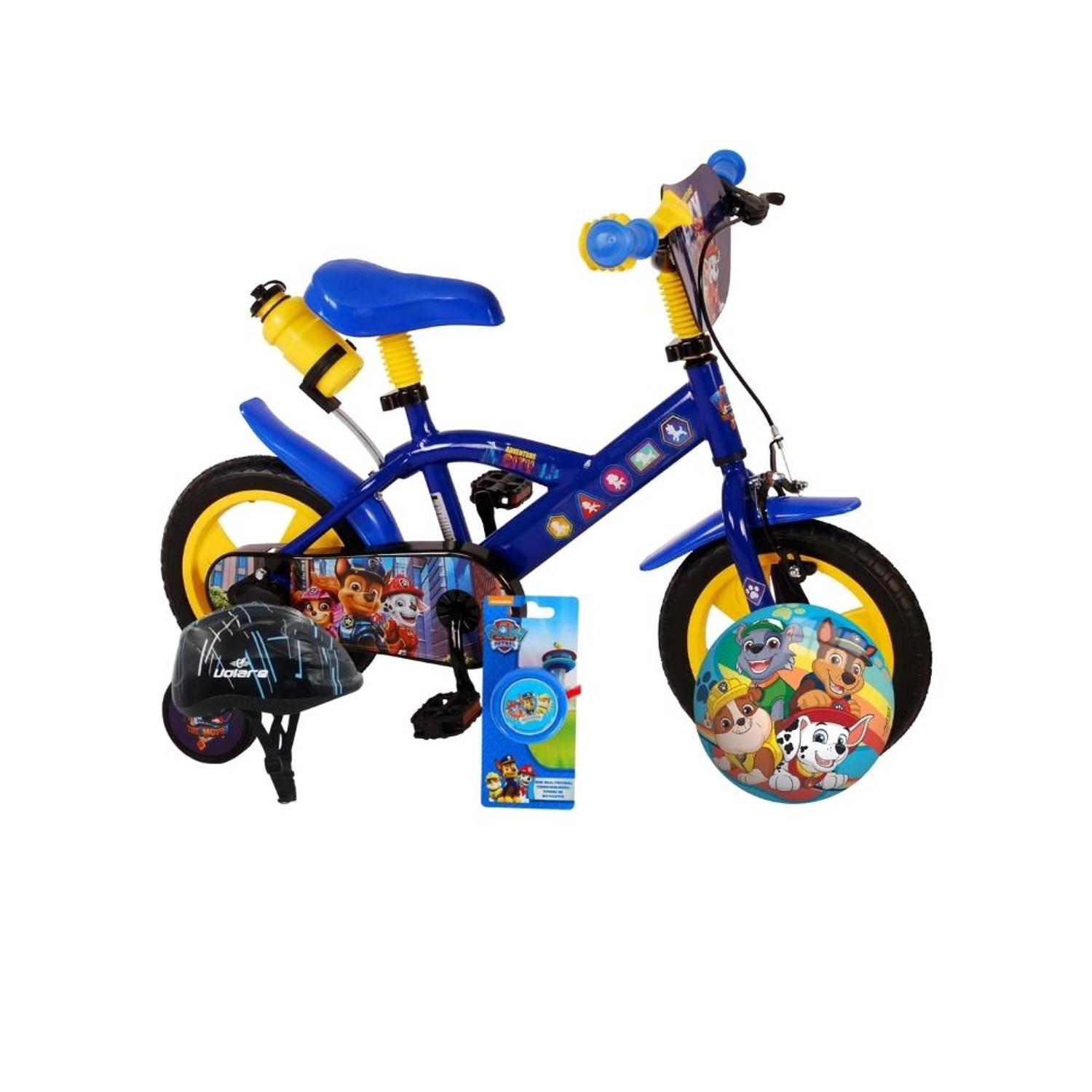 Volare Kinderfiets Paw Patrol The Movie - 12 inch - Blauw - Doortrapper - Inclusief fietshelm + accessoires