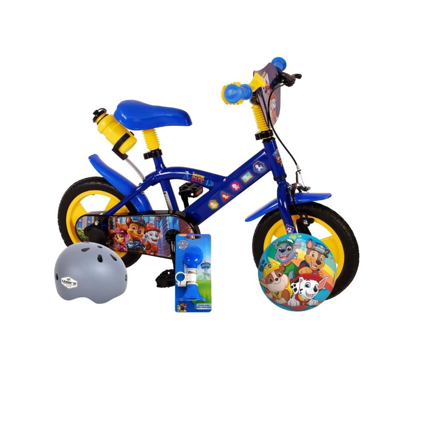 Volare Kinderfiets Paw Patrol The Movie - 12 inch - Blauw - Doortrapper - Met fietshelm + accessoires