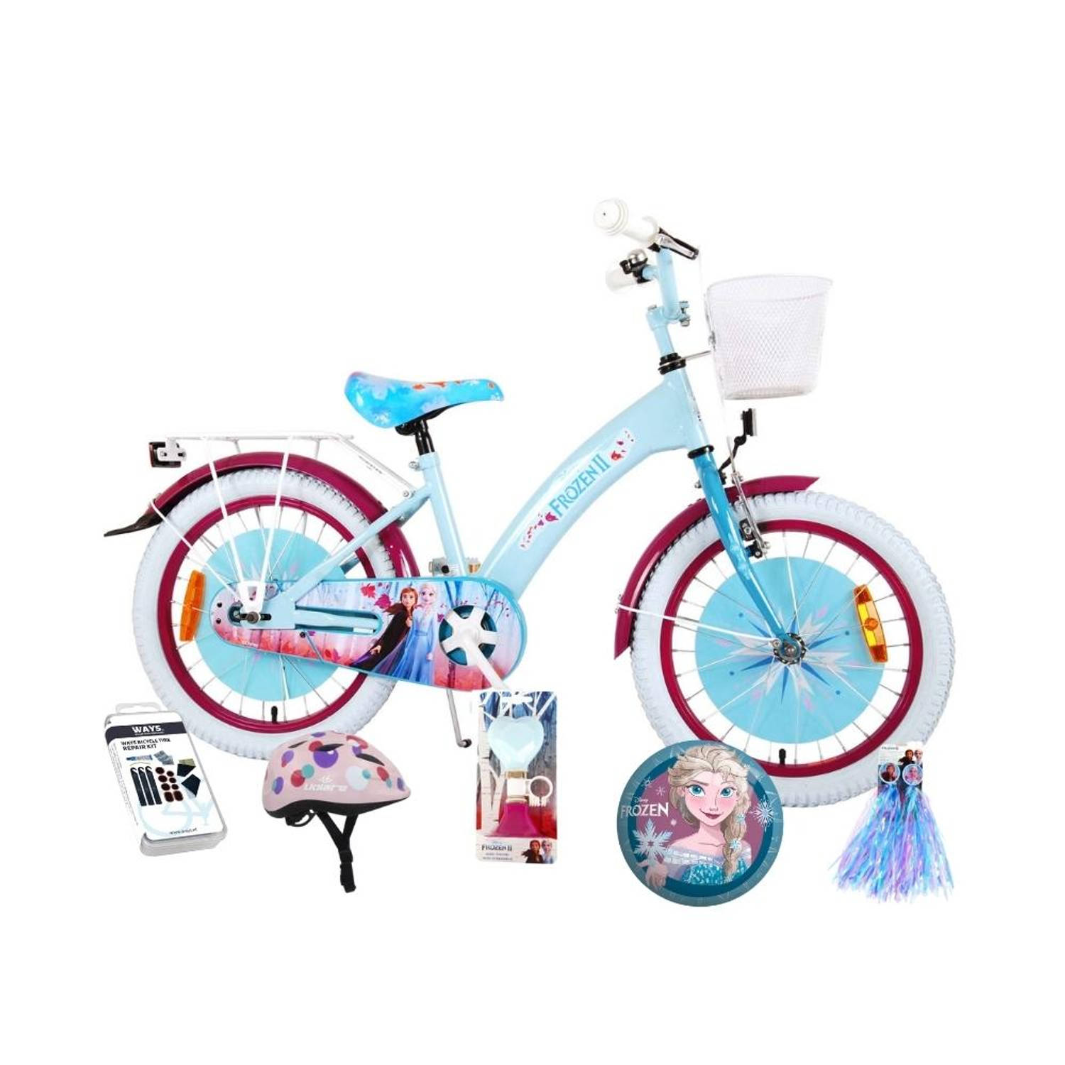 Schatting kom twintig Volare Kinderfiets Disney Frozen II - 18 inch - Blauw/Paars - Inclusief  fietshelm + accessoires | Blokker