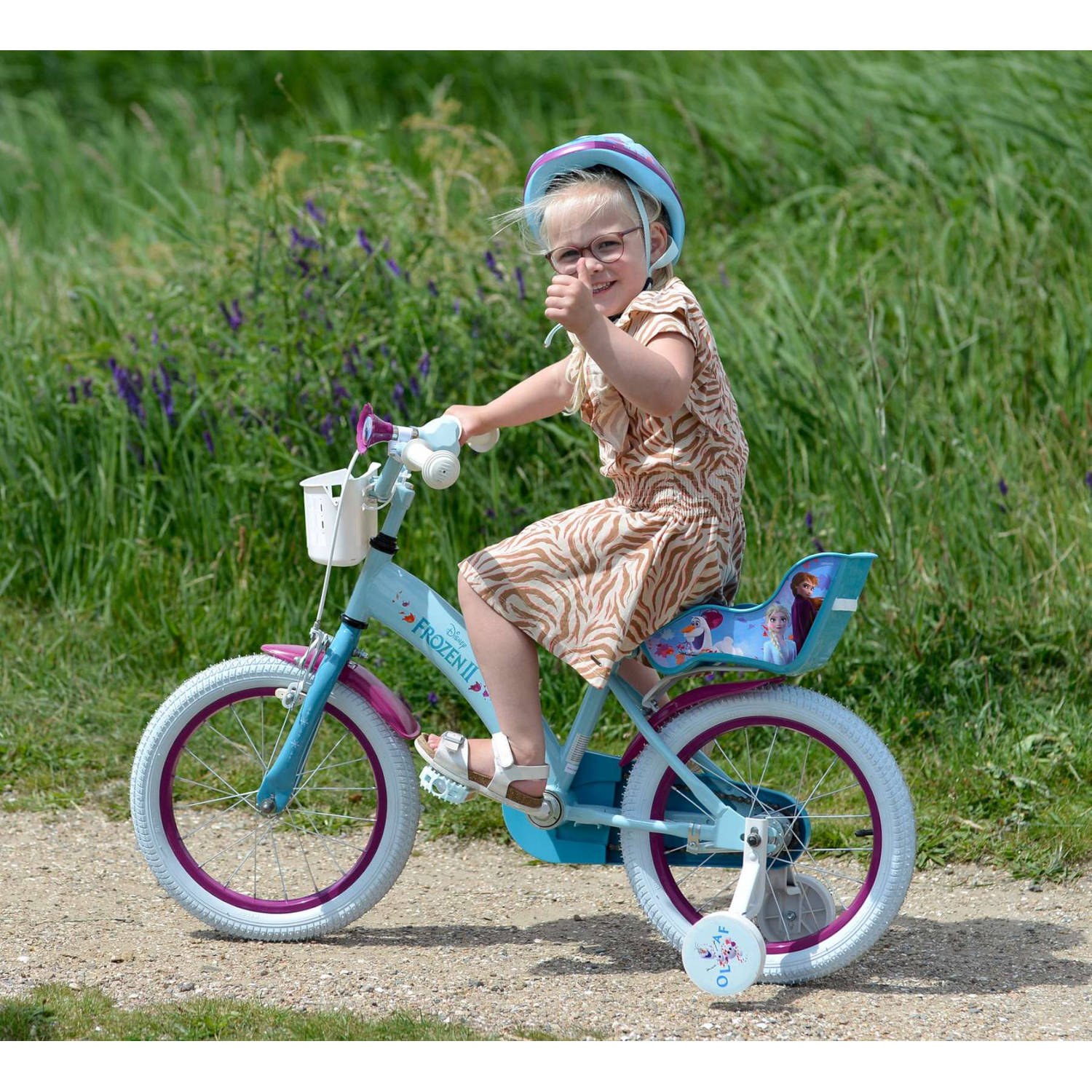 Volare Kinderfiets Disney 2 - inch - Blauw/Paars Met fietshelm & accessoires Blokker