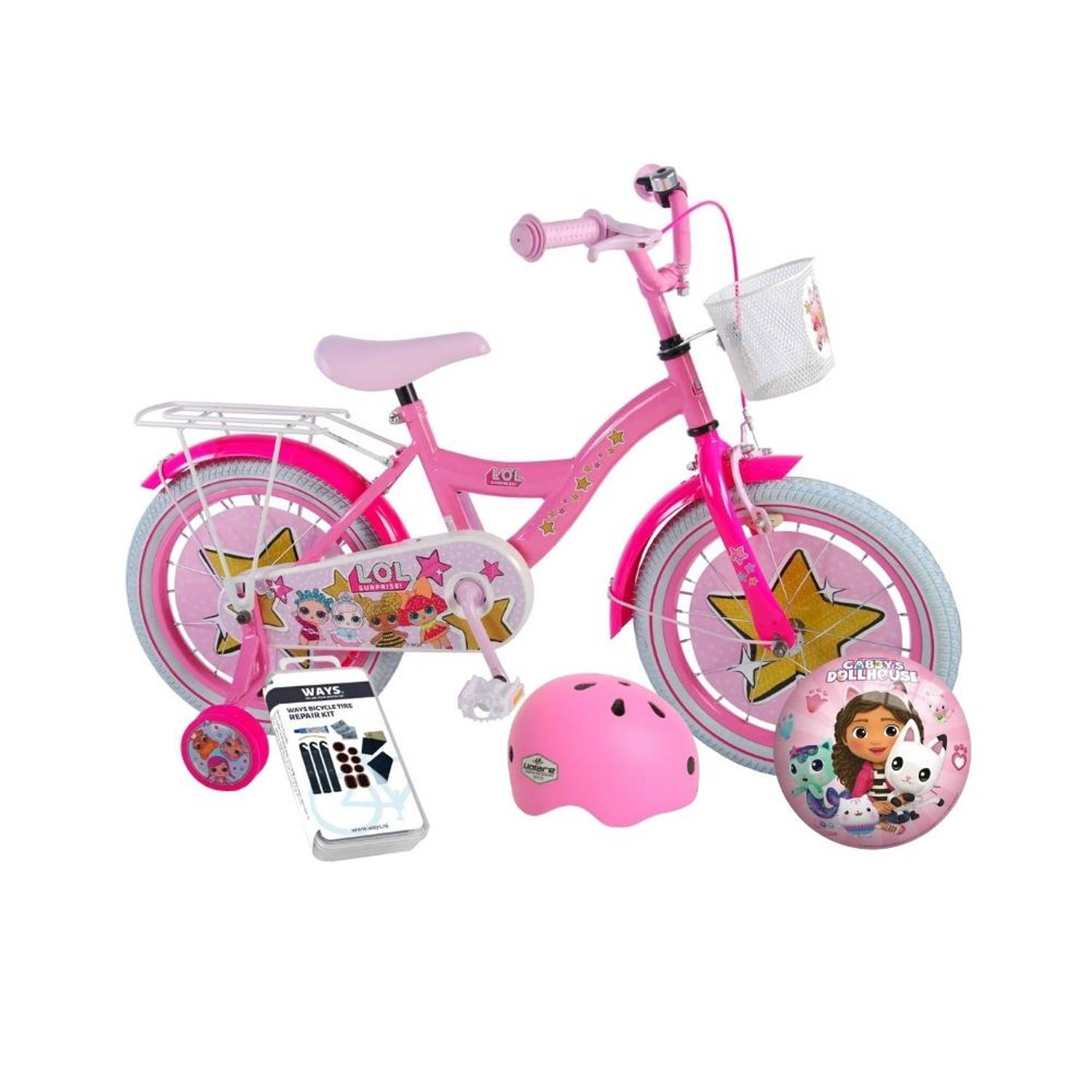 Volare Kinderfiets LOL Surprise - 16 inch - Roze - Met fietshelm en accessoires