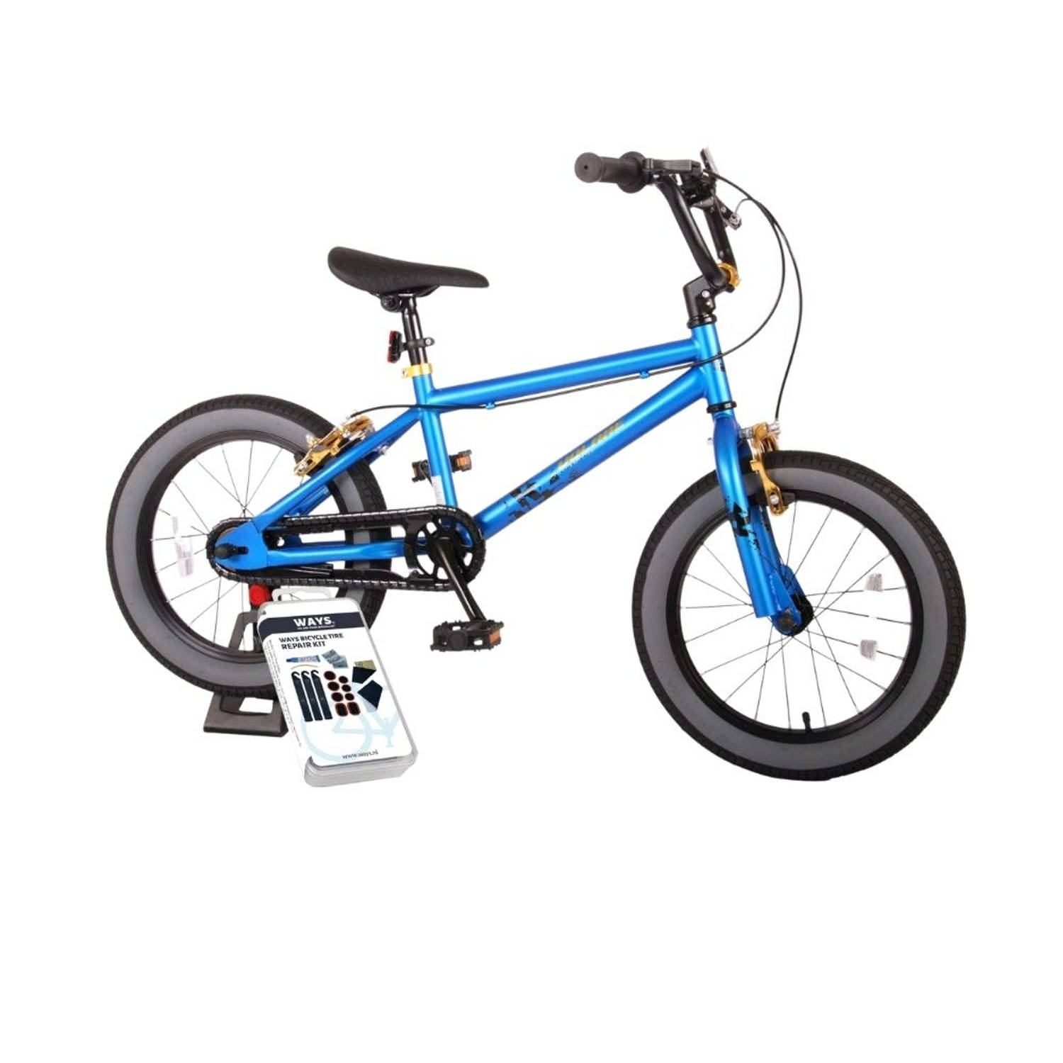 Volare Kinderfiets Cool Rider - 16 inch - Blauw - Twee handremmen - Inclusief WAYS Bandenplakset