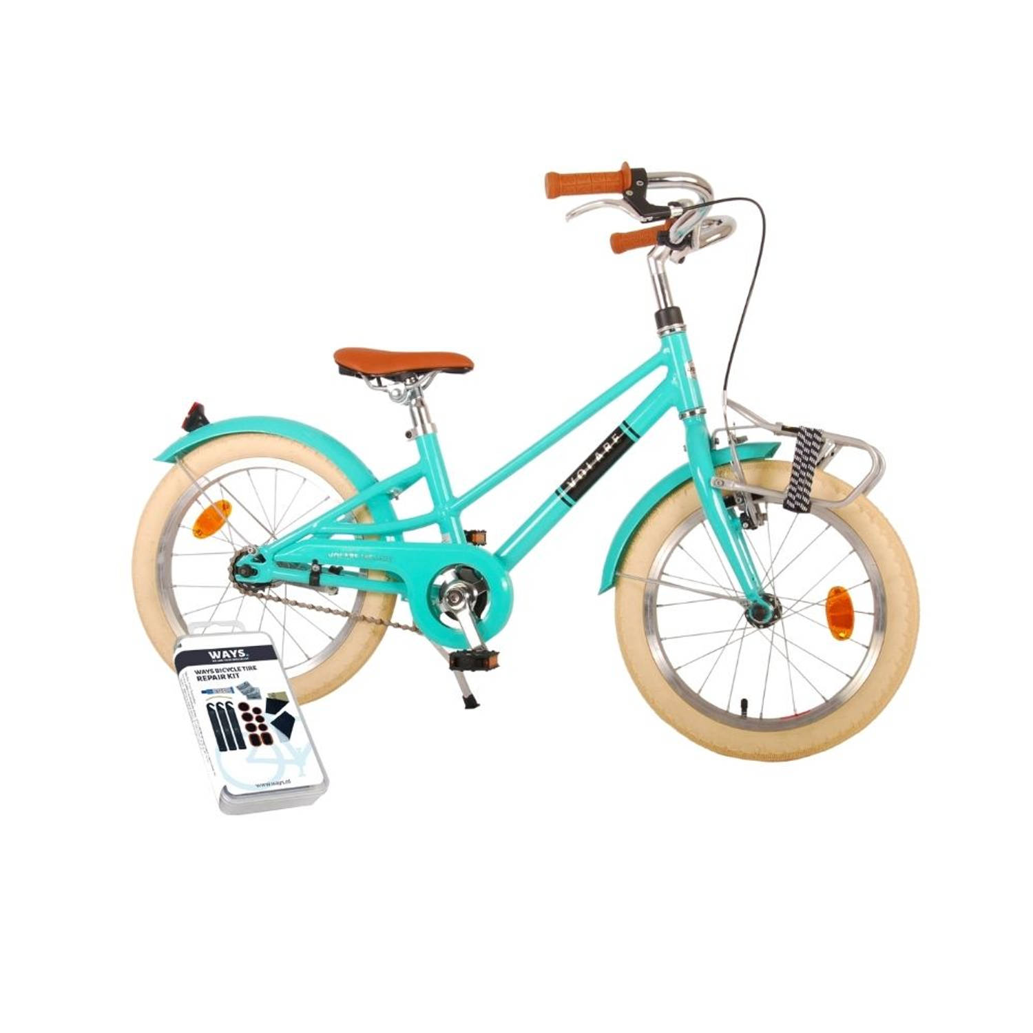 Volare Kinderfiets Melody - 16 inch - Turquoise - Inclusief WAYS Bandenplakset