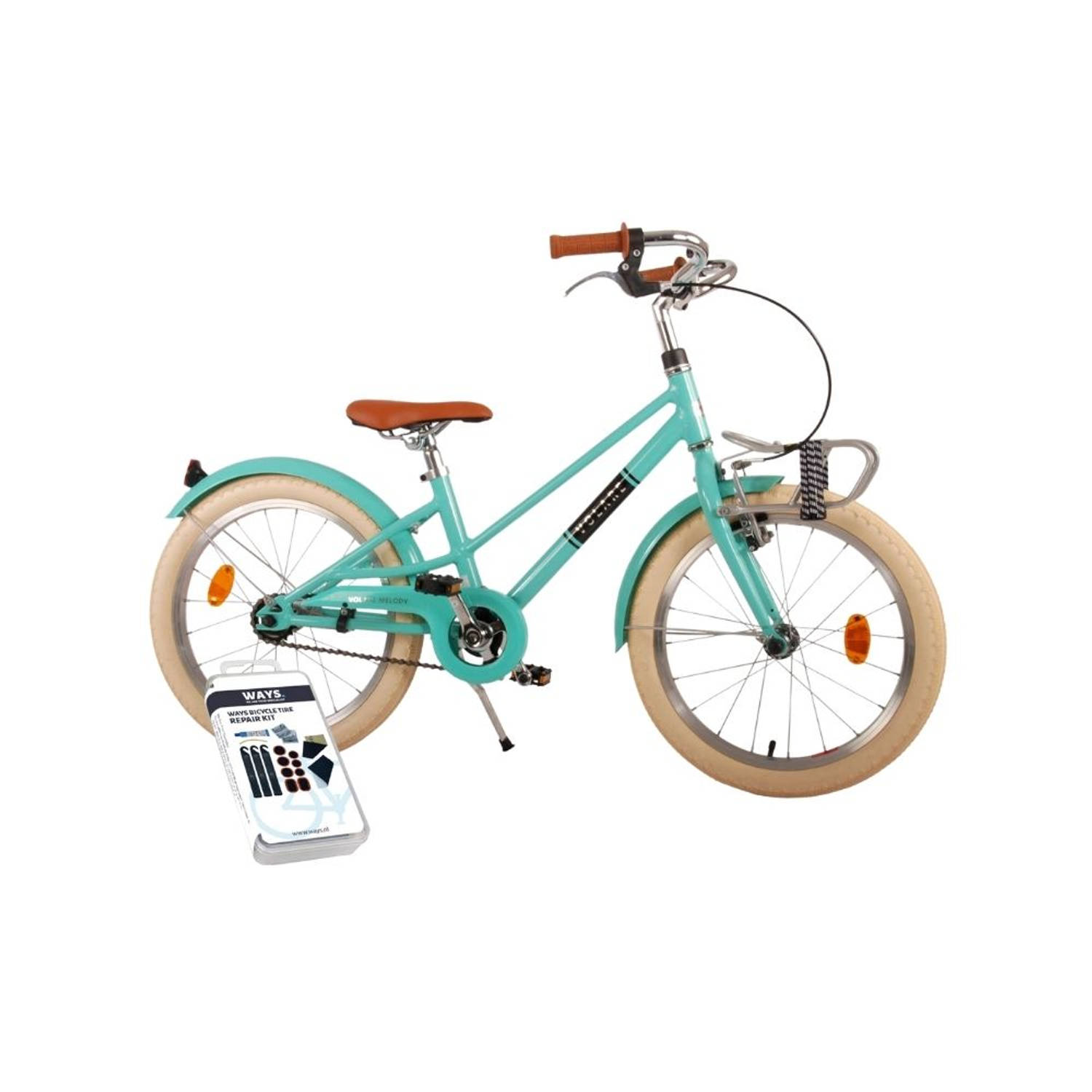 Volare Kinderfiets Melody - 18 inch - Turquoise - Inclusief WAYS Bandenplakset