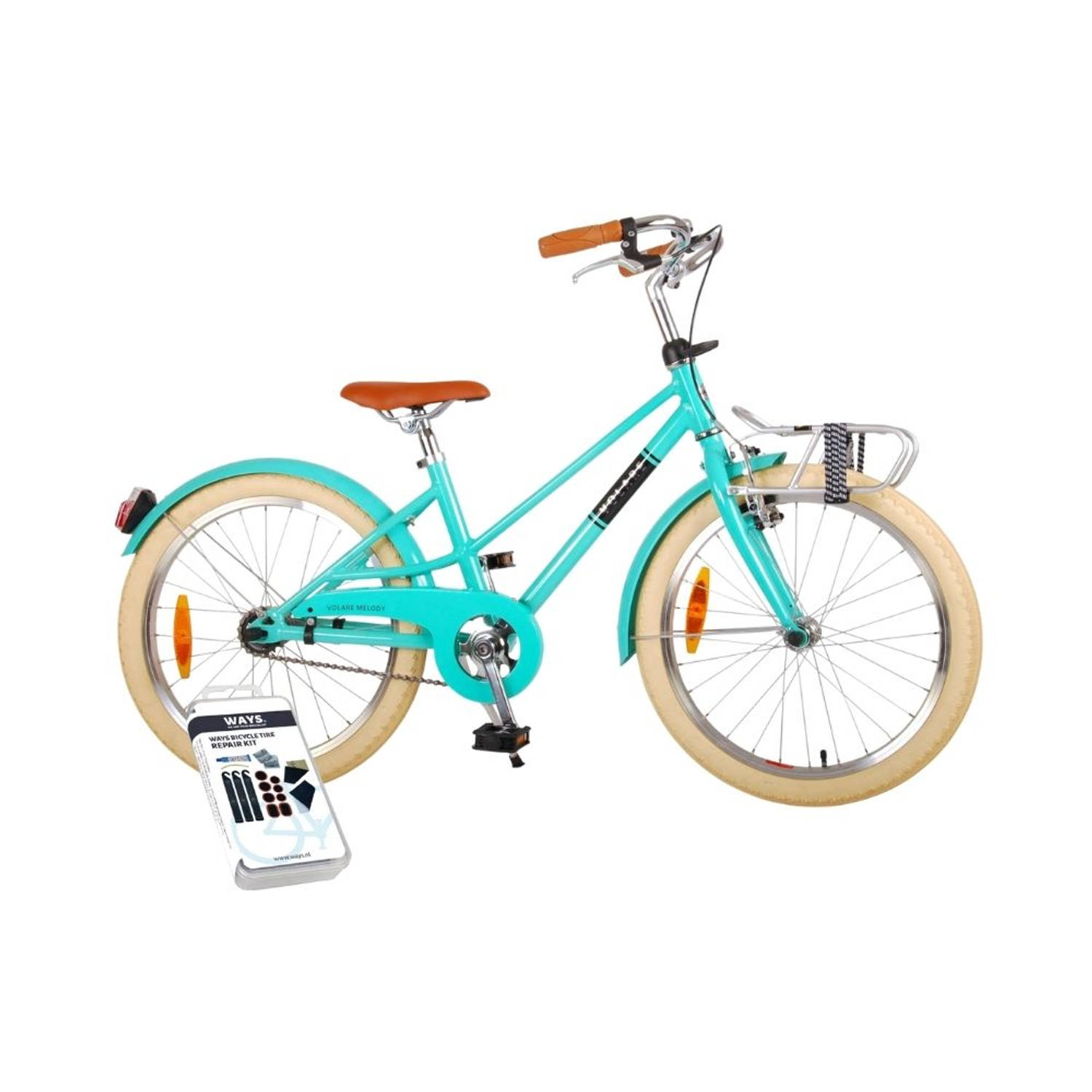 Volare Kinderfiets Melody - 20 inch - Turquoise - Inclusief WAYS Bandenplakset