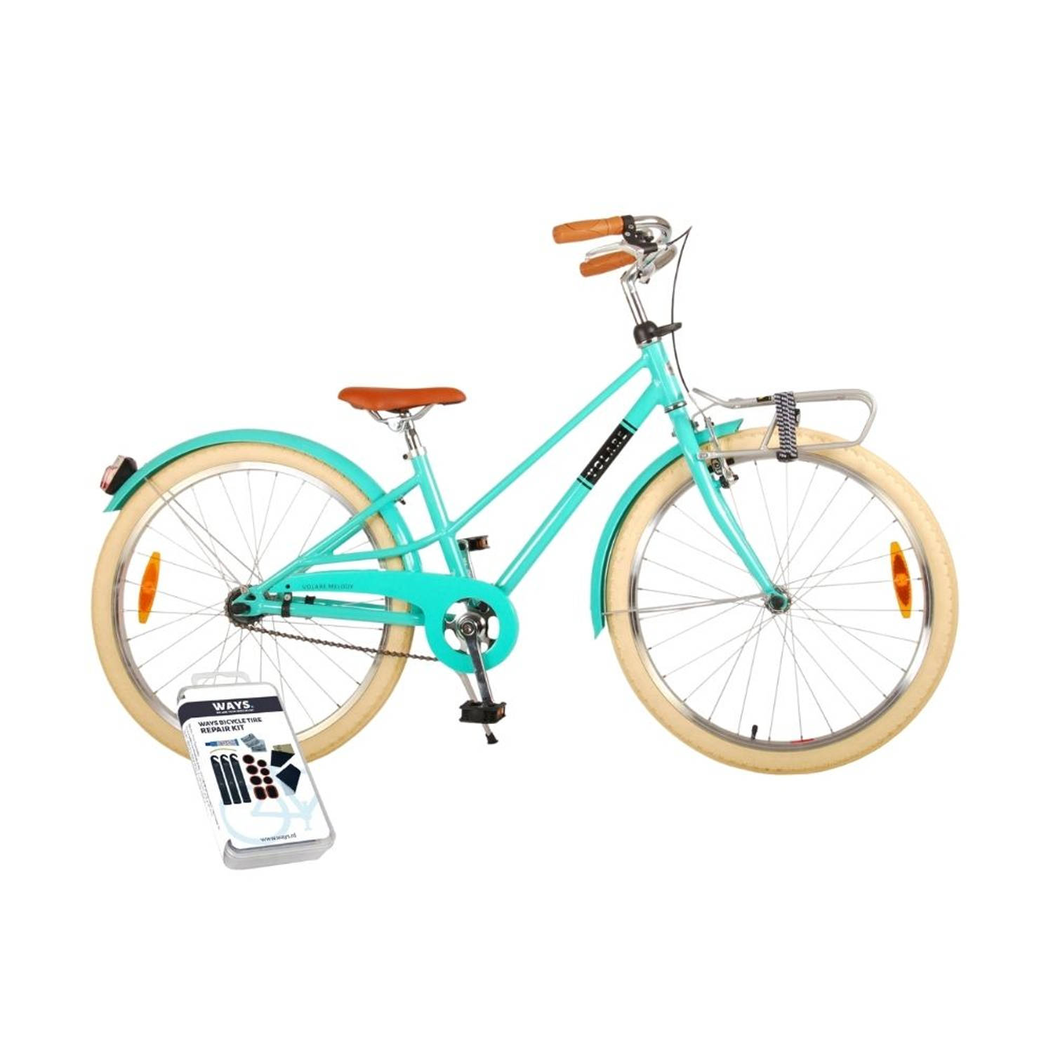 Volare Kinderfiets Melody - 24 inch - Turquoise - Inclusief WAYS Bandenplakset