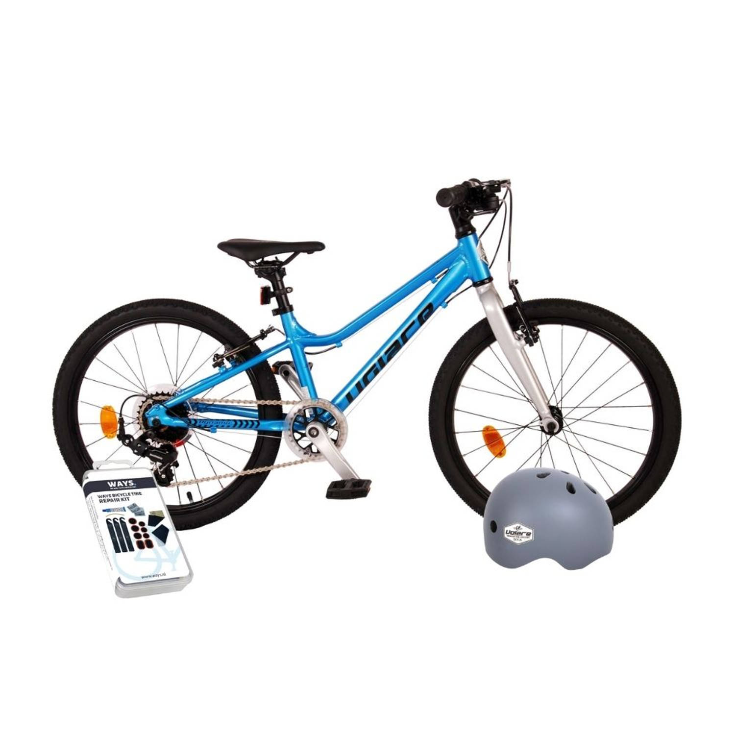 Volare Kinderfiets Dynamic - 20 inch - Blauw - 7 Versnellingen - Met fietshelm en accessoires