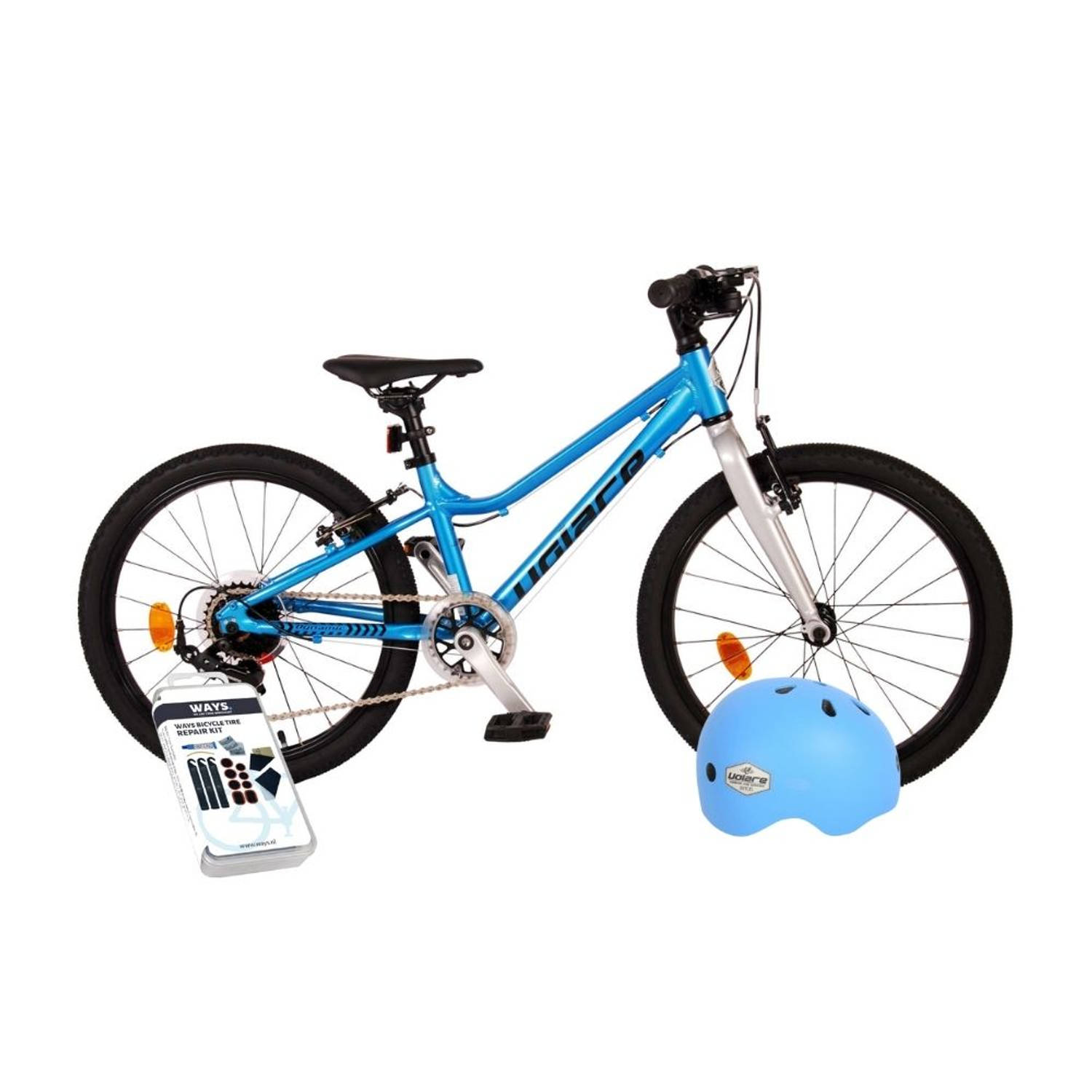 Volare Kinderfiets Dynamic - 20 inch - Blauw - 7 Versnellingen - Met fietshelm & accessoires