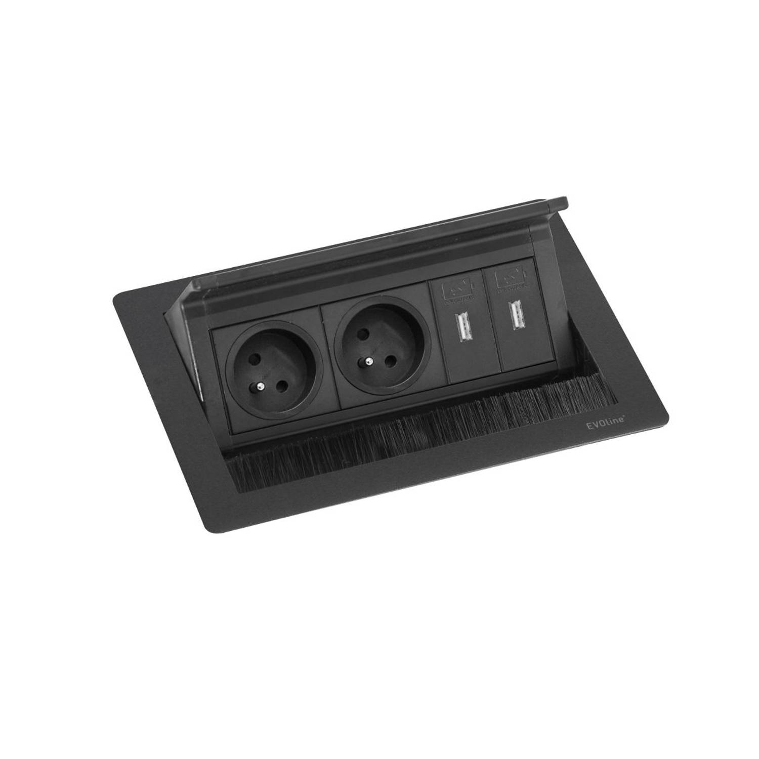 Doeco Fliptop Push S 2ST/USB BELG zwart - Contactdozen