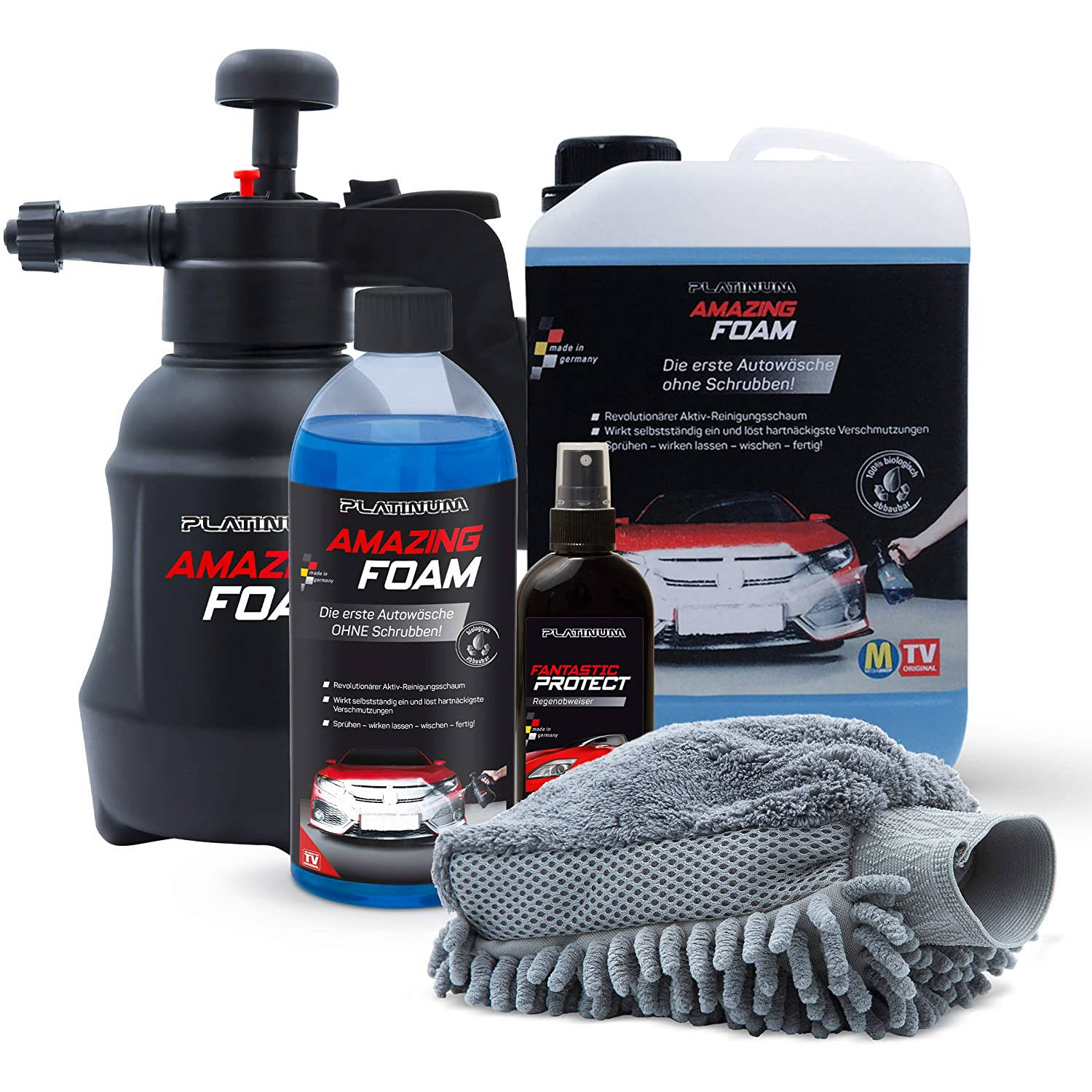 Platinum Amazing Foam Set, effectief Reinigingsschuim, Snow Foam Kit, Auto Reiniging, Car Wash, Velgenreiniger