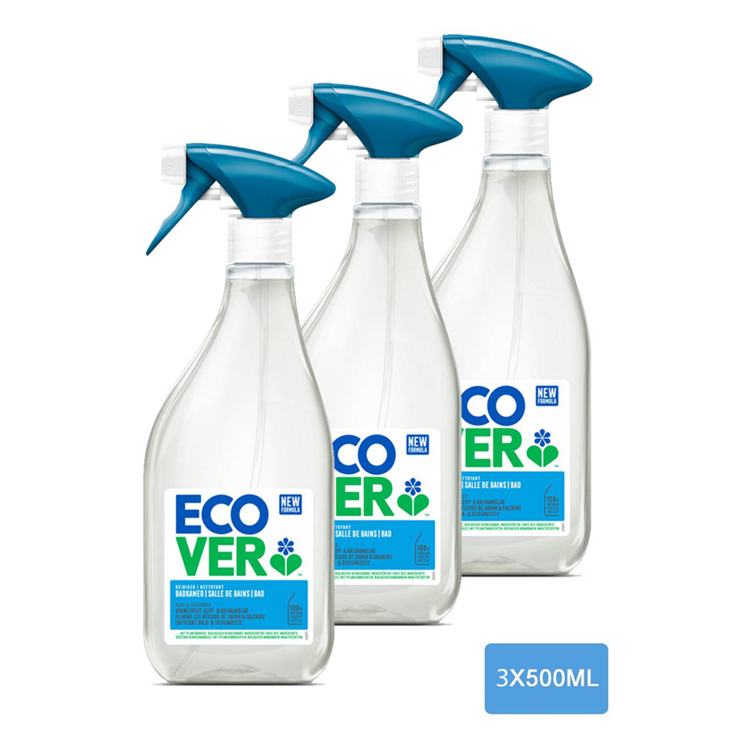 Ecover - Badkamer Reiniger Spray - Verwijdert zeepresten - 3 x 500 ml - Voordeelverpakking