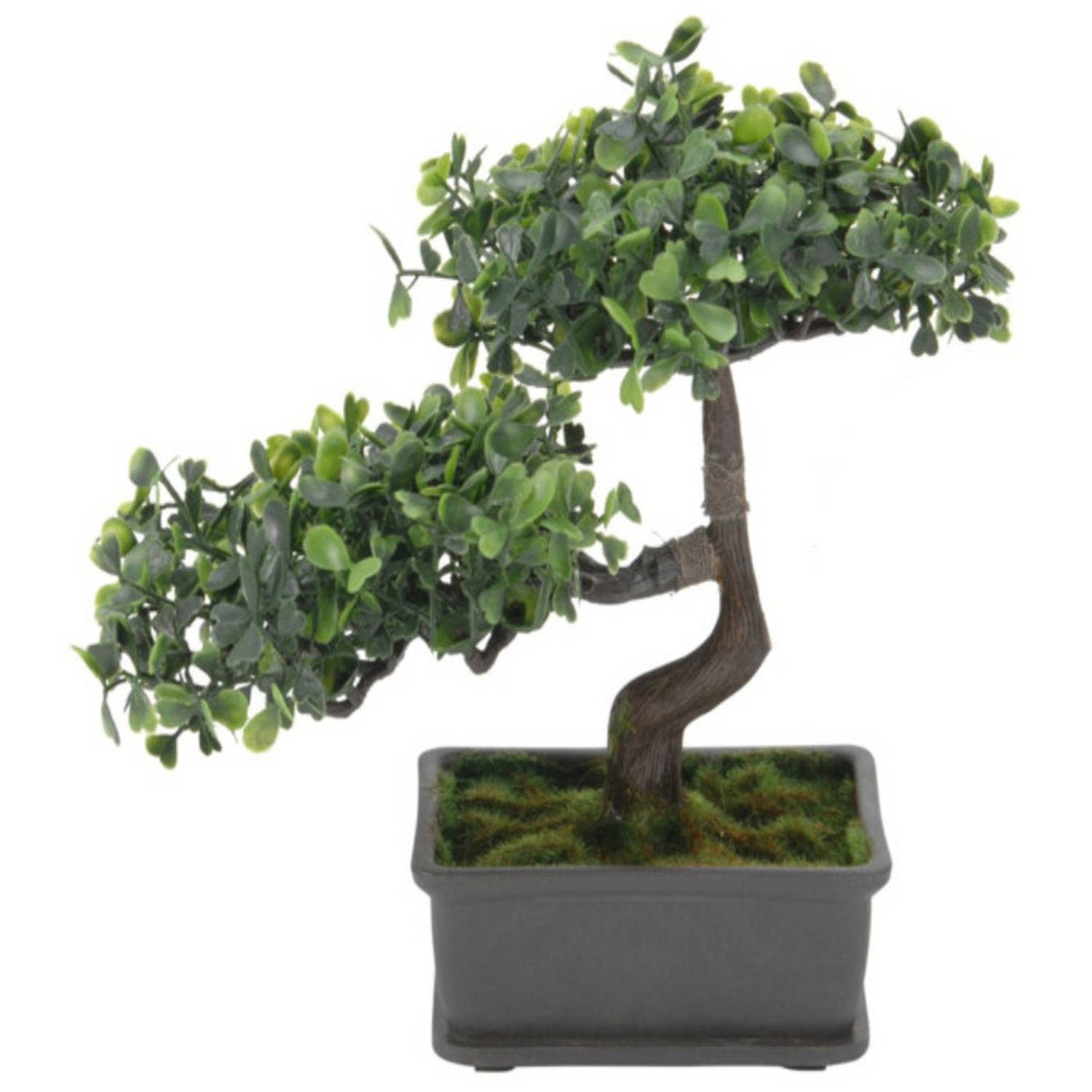 Kunstplant bonsai boompje in pot Japans decoratie 27 cm Groene blaadjes Kunstplanten