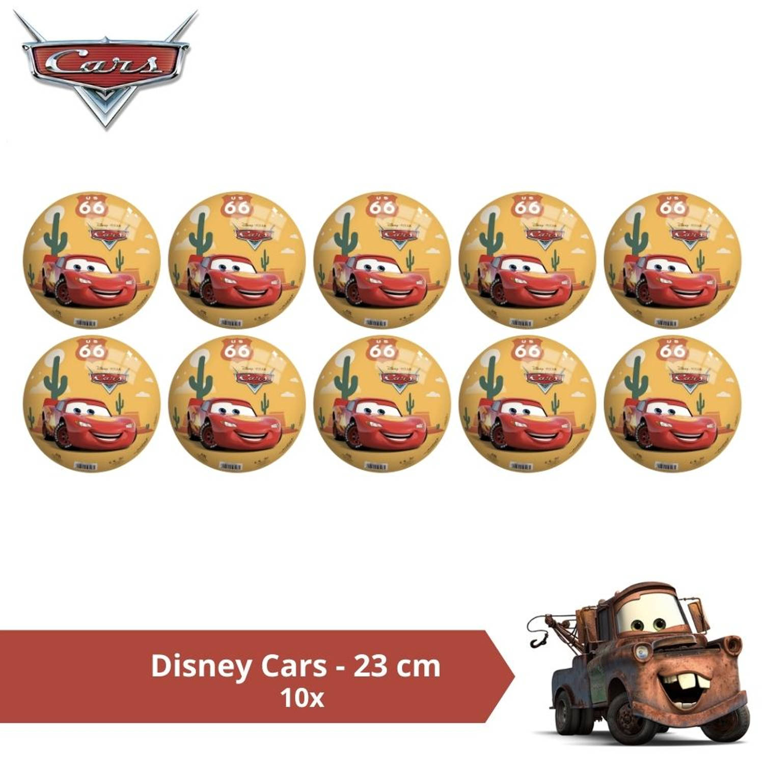 Bal - Voordeelverpakking - Disney Cars - 23 cm - 10 stuks