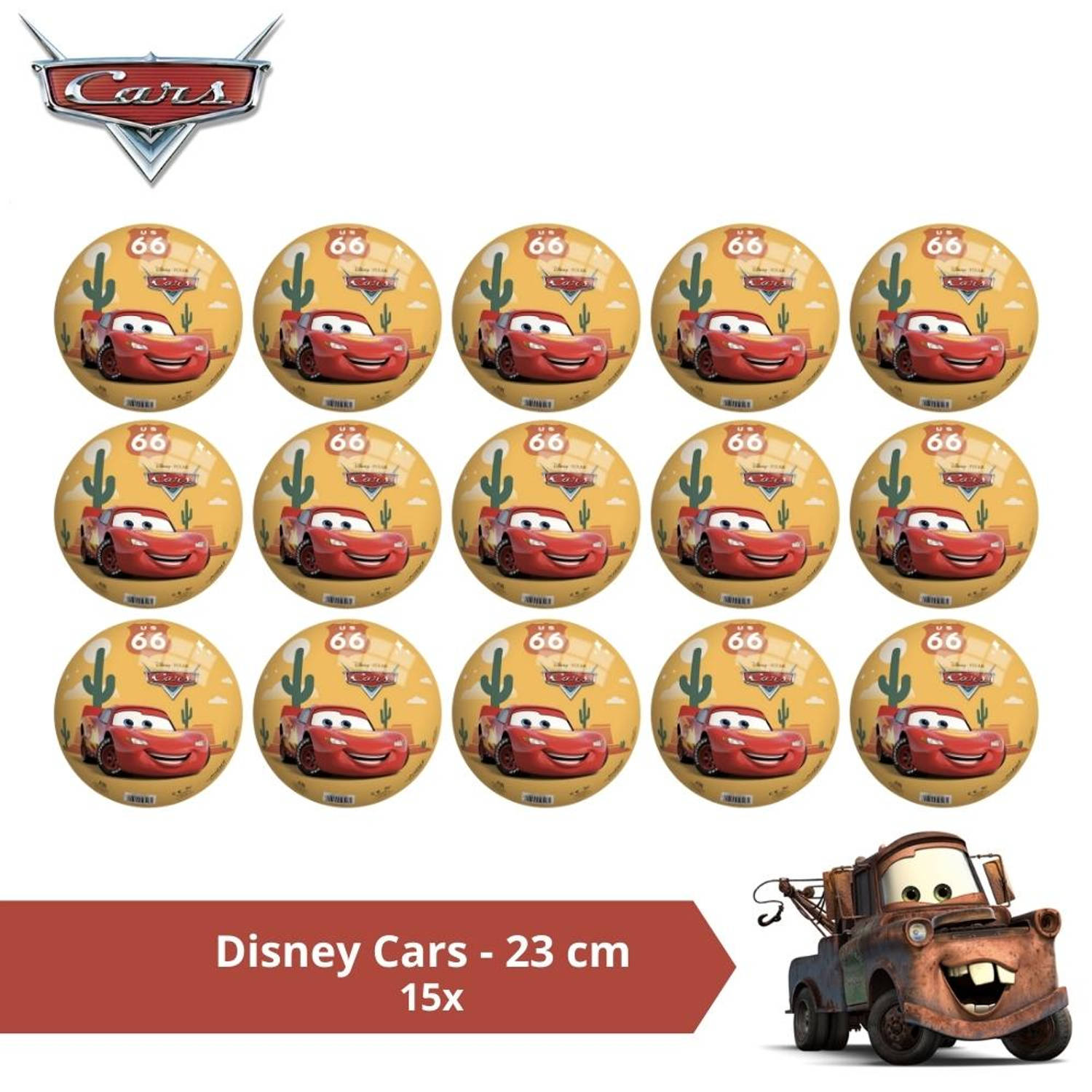Bal - Voordeelverpakking - Disney Cars - 23 cm - 15 stuks
