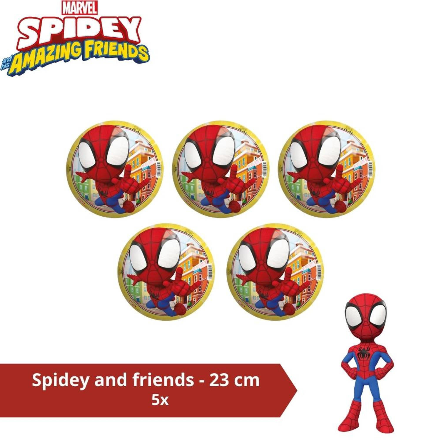 Bal - Voordeelverpakking - Spiderman en Friends - 23 cm - 5 stuks