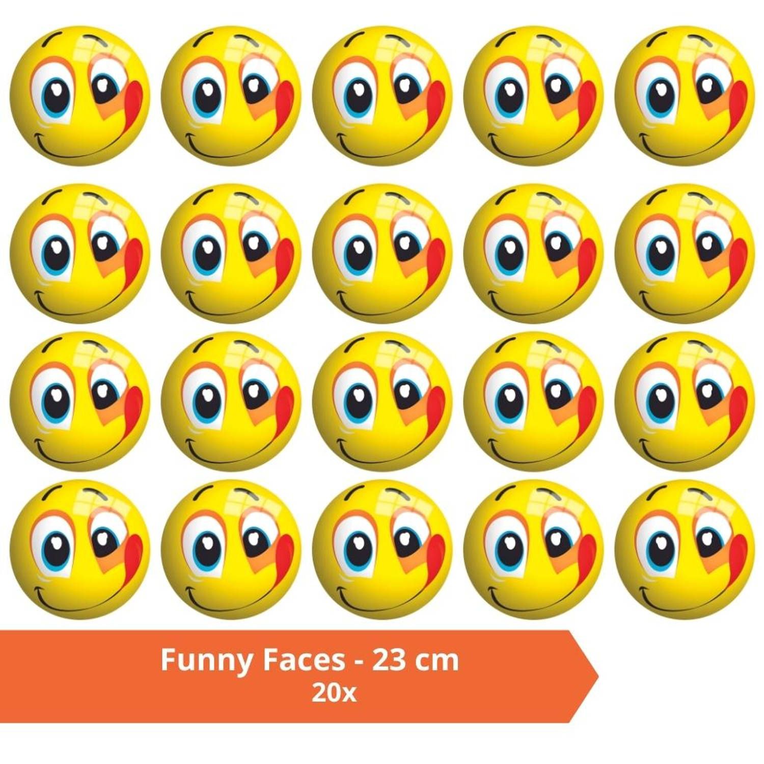Bal - Voordeelverpakking - Funny Faces - 23 cm - 20 stuks