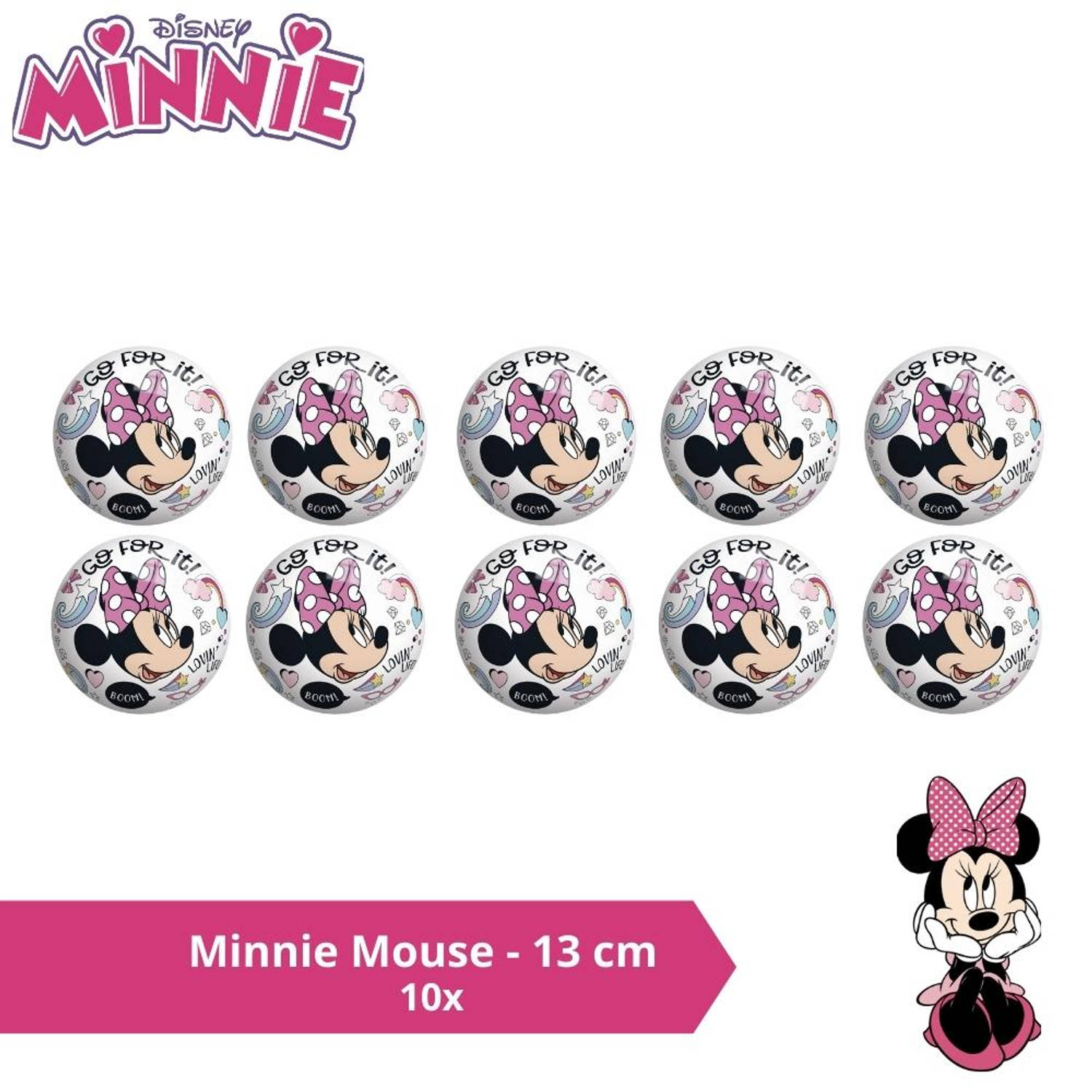 Bal - Voordeelverpakking - Minnie Mouse - 13 cm - 10 stuks