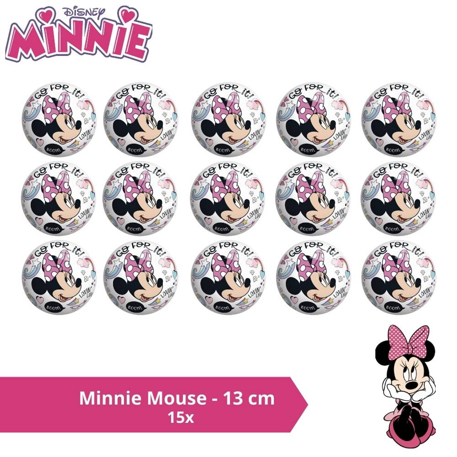 Bal - Voordeelverpakking - Minnie Mouse - 13 cm - 15 stuks