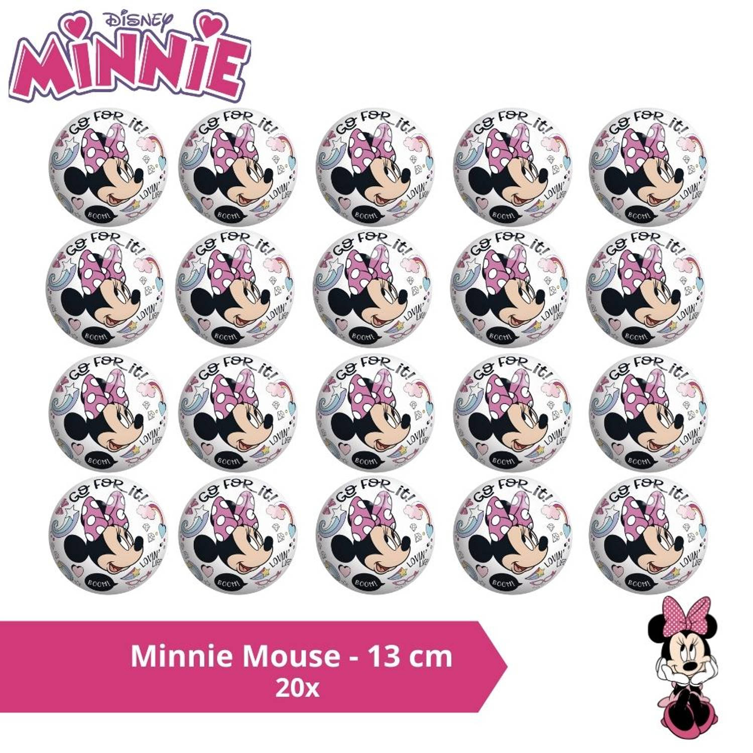 Bal - Voordeelverpakking - Minnie Mouse - 13 cm - 20 stuks