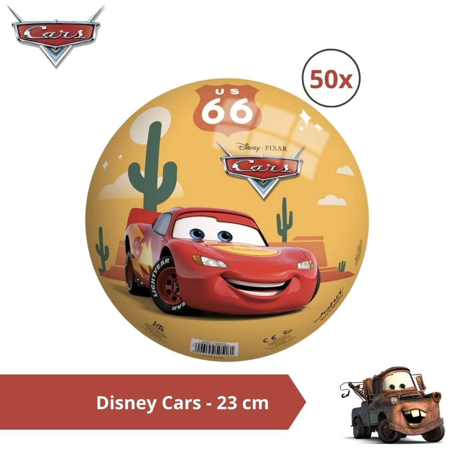 Bal - Voordeelverpakking - Disney Cars - 23 cm - 50 stuks