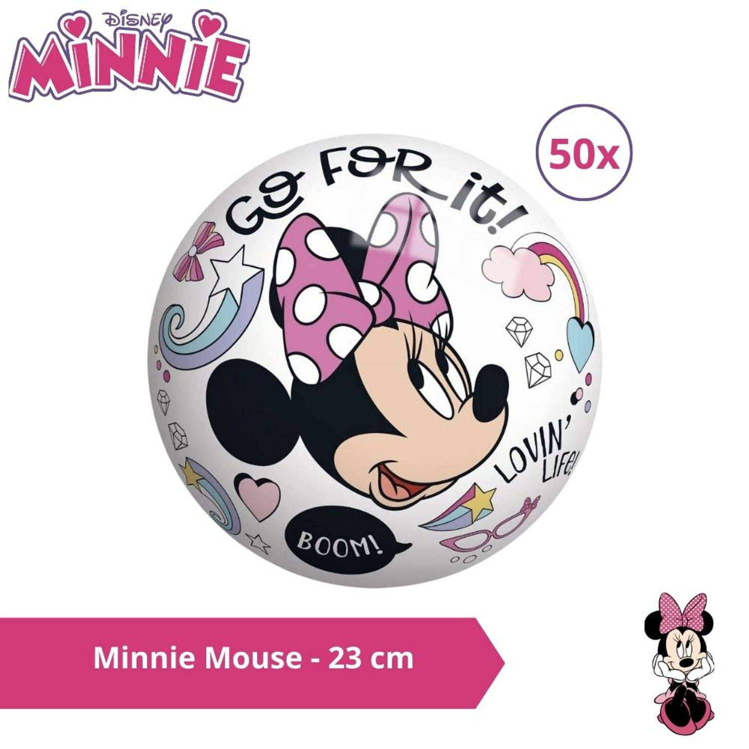 Bal - Voordeelverpakking - Minnie Mouse - 23 cm - 50 stuks