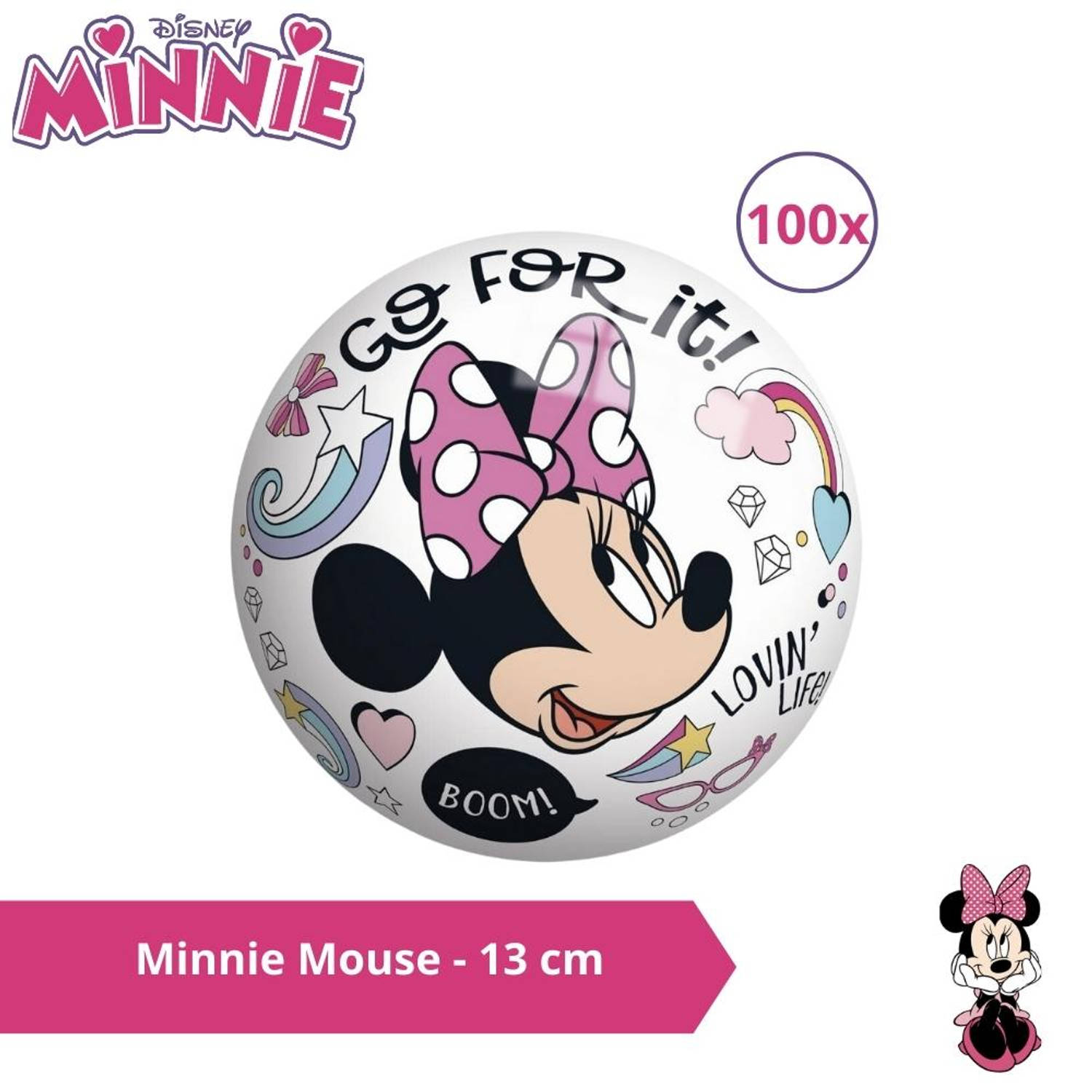 Bal - Voordeelverpakking - Minnie Mouse - 13 cm - 100 stuks