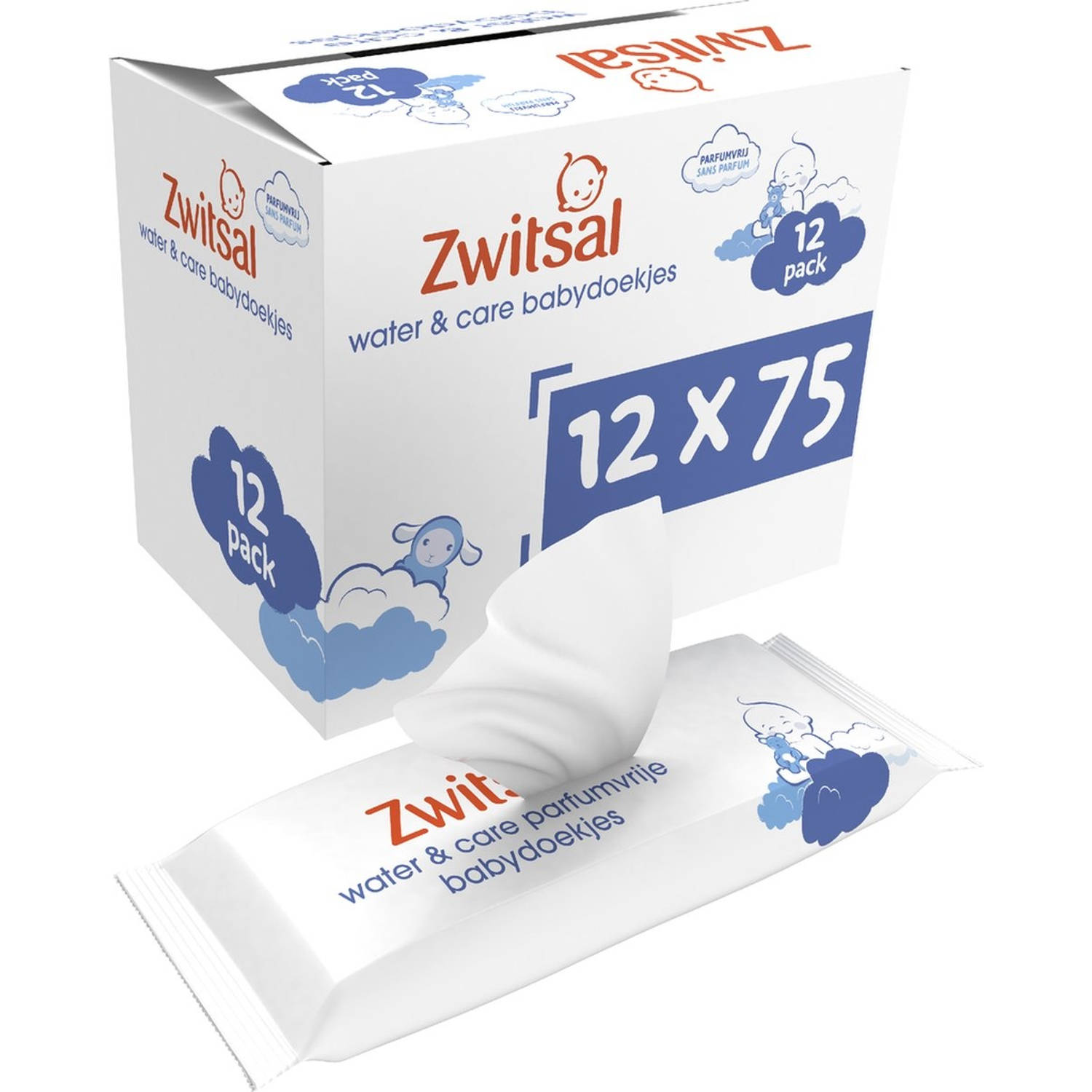 Zwitsal Water & Care babydoekjes - Parfum- en Alcoholvrij - 900 billendoekjes - voordeelverpakking