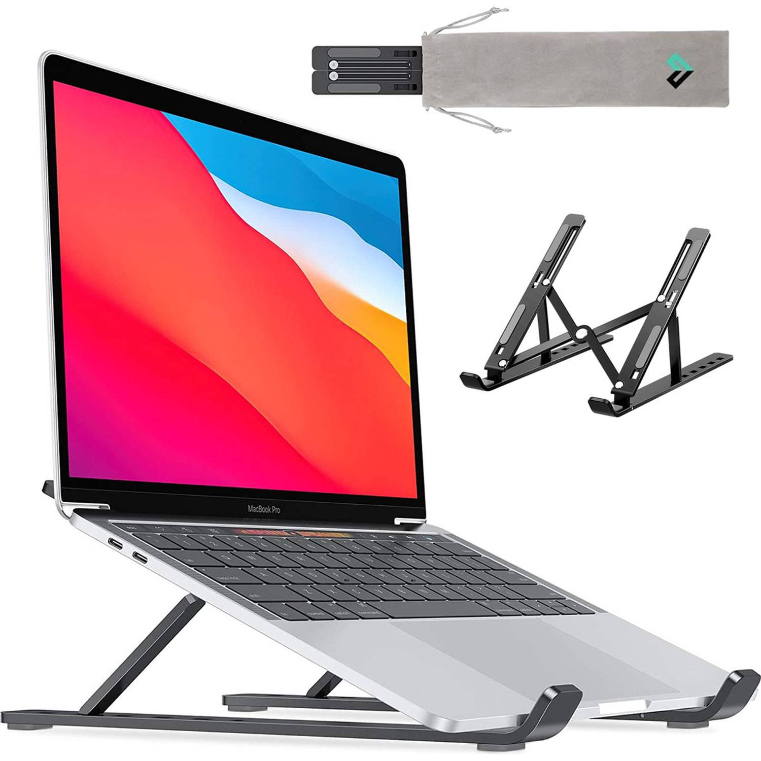 LURK?? Laptop Standaard - Aluminium Laptop Verhoger - Verstelbaar en Opvouwbaar - Ergonomisch - 6 Instelhoeken