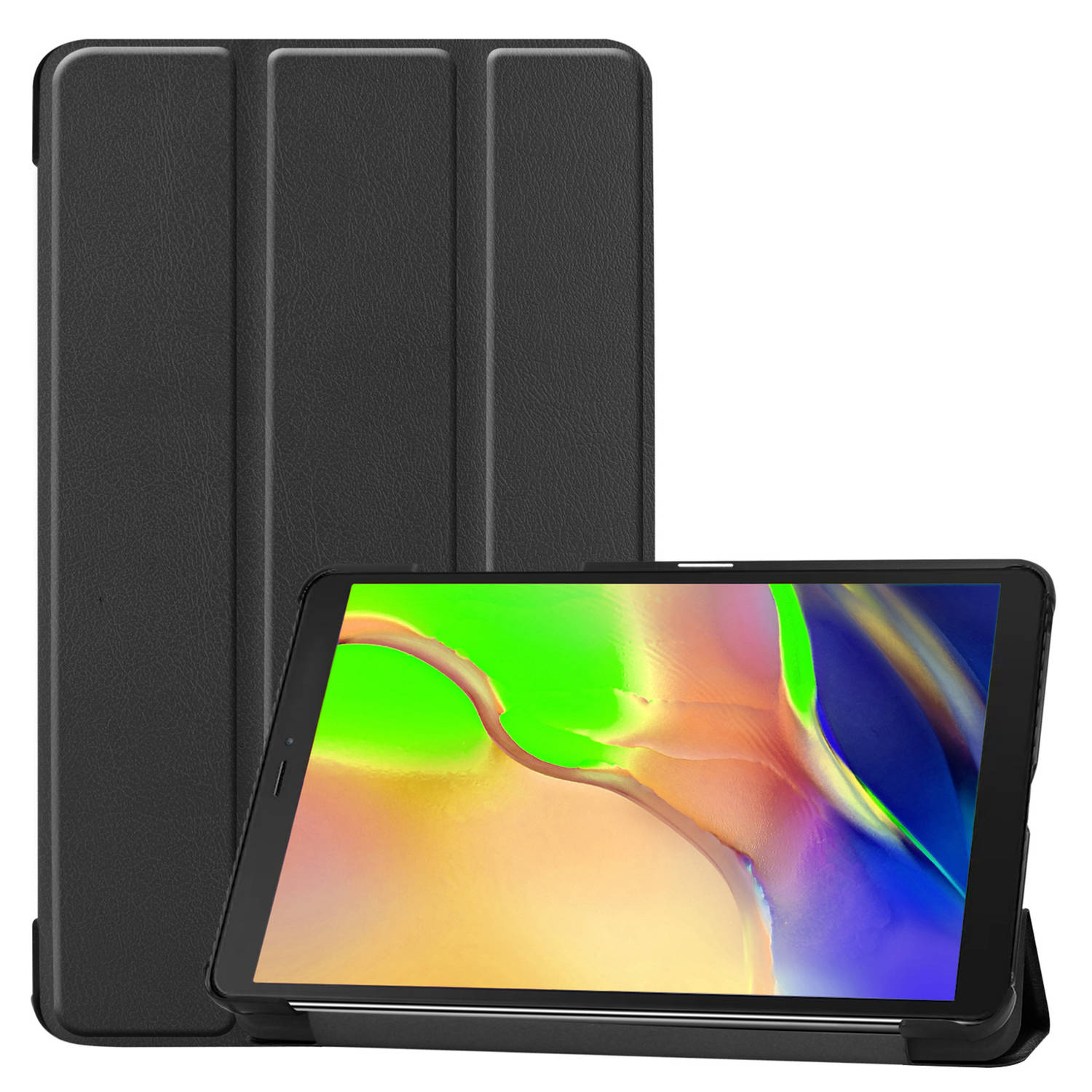 Basey Samsung Galaxy Tab A 8.0 (2019) Hoesje Kunstleer Hoes Case Cover Samsung Galaxy Tab A 8.0 (2019)-Zwart