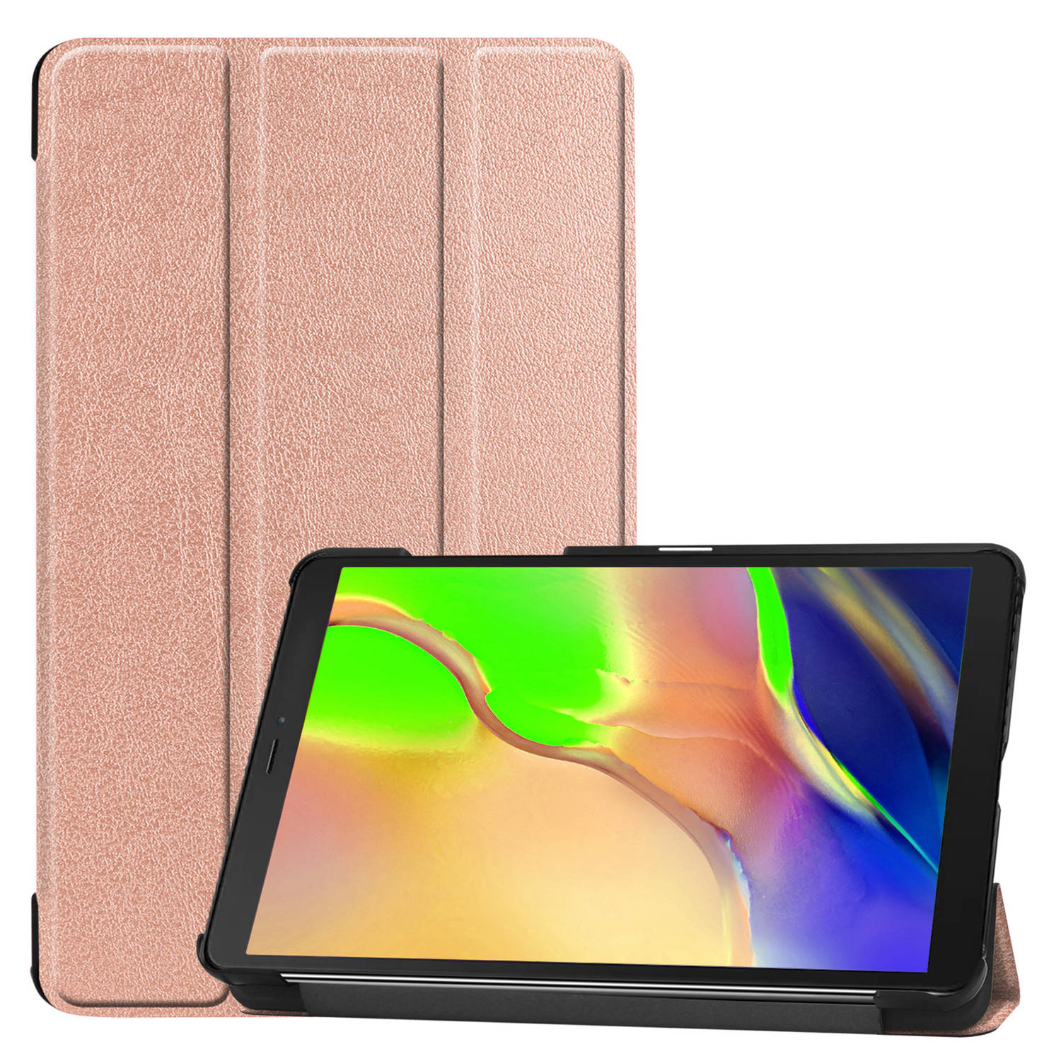 Basey Samsung Galaxy Tab A 8.0 (2019) Hoesje Kunstleer Hoes Case Cover Samsung Galaxy Tab A 8.0 (2019)-Rose Goud