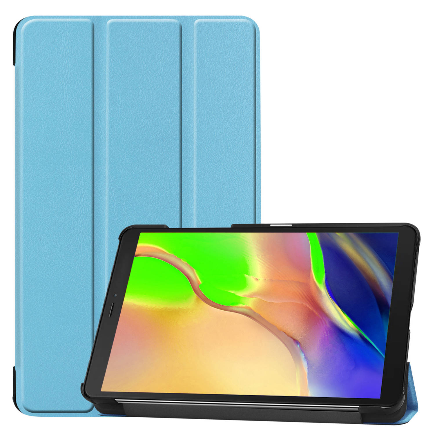 Basey Samsung Galaxy Tab A 8.0 (2019) Hoesje Kunstleer Hoes Case Cover Samsung Galaxy Tab A 8.0 (2019)-Lichtblauw