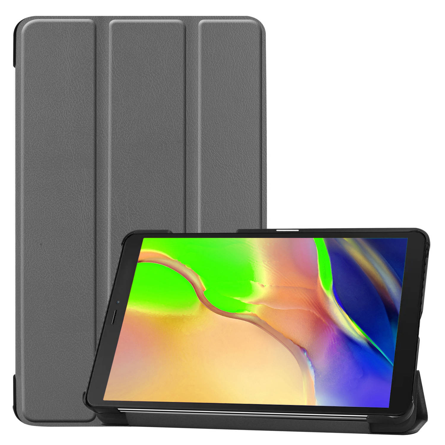 Basey Samsung Galaxy Tab A 8.0 (2019) Hoesje Kunstleer Hoes Case Cover Samsung Galaxy Tab A 8.0 (2019)-Grijs