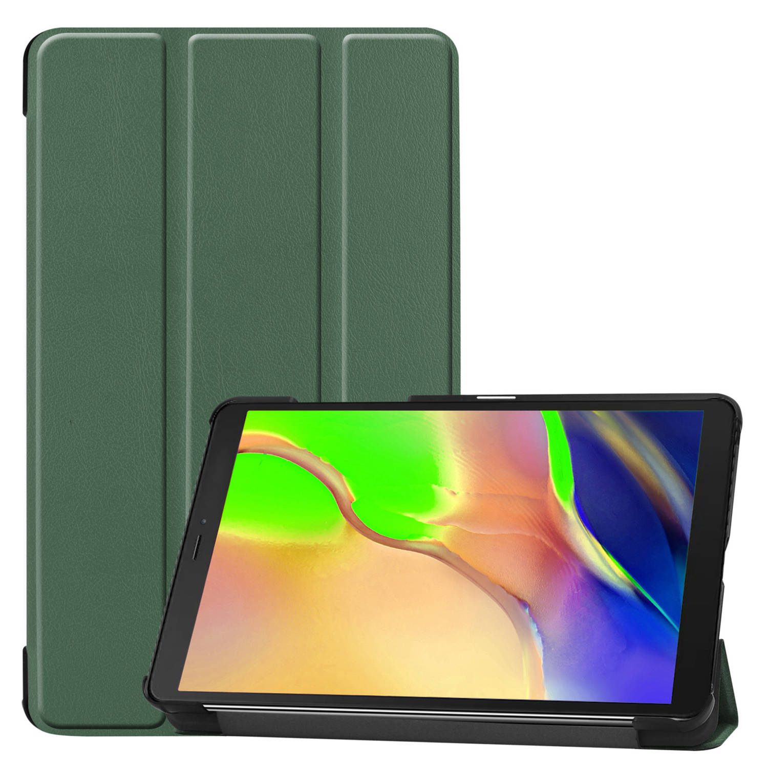Basey Samsung Galaxy Tab A 8.0 (2019) Hoesje Kunstleer Hoes Case Cover Samsung Galaxy Tab A 8.0 (2019)-Donkergroen