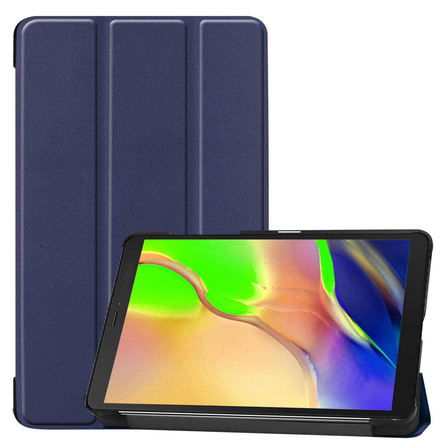 Basey Samsung Galaxy Tab A 8.0 (2019) Hoesje Kunstleer Hoes Case Cover Samsung Galaxy Tab A 8.0 (2019)-Donkerblauw