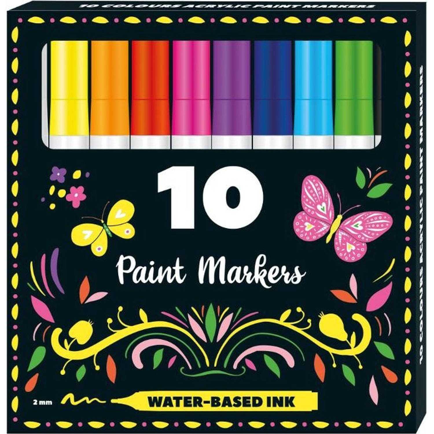Set Van 10 Permanent Acryl Verfstiften Paint Markers - Punt 2 mm