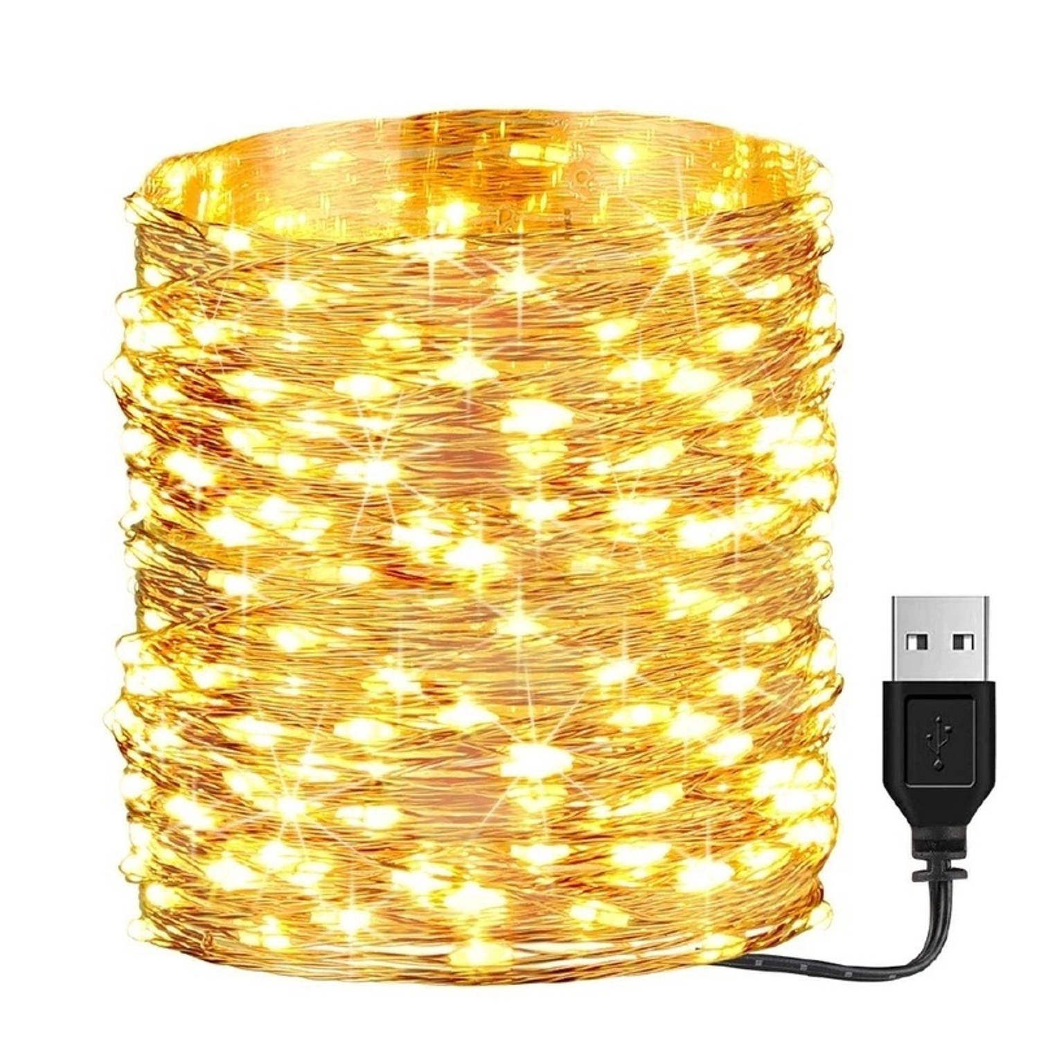 Homezie Fairy Lights - 20 meter - 200 Leds - USB - Voor binnen & buiten - Lampjes Slinger - Lichtsnoer Binnen & buiten - Kerstverlichting