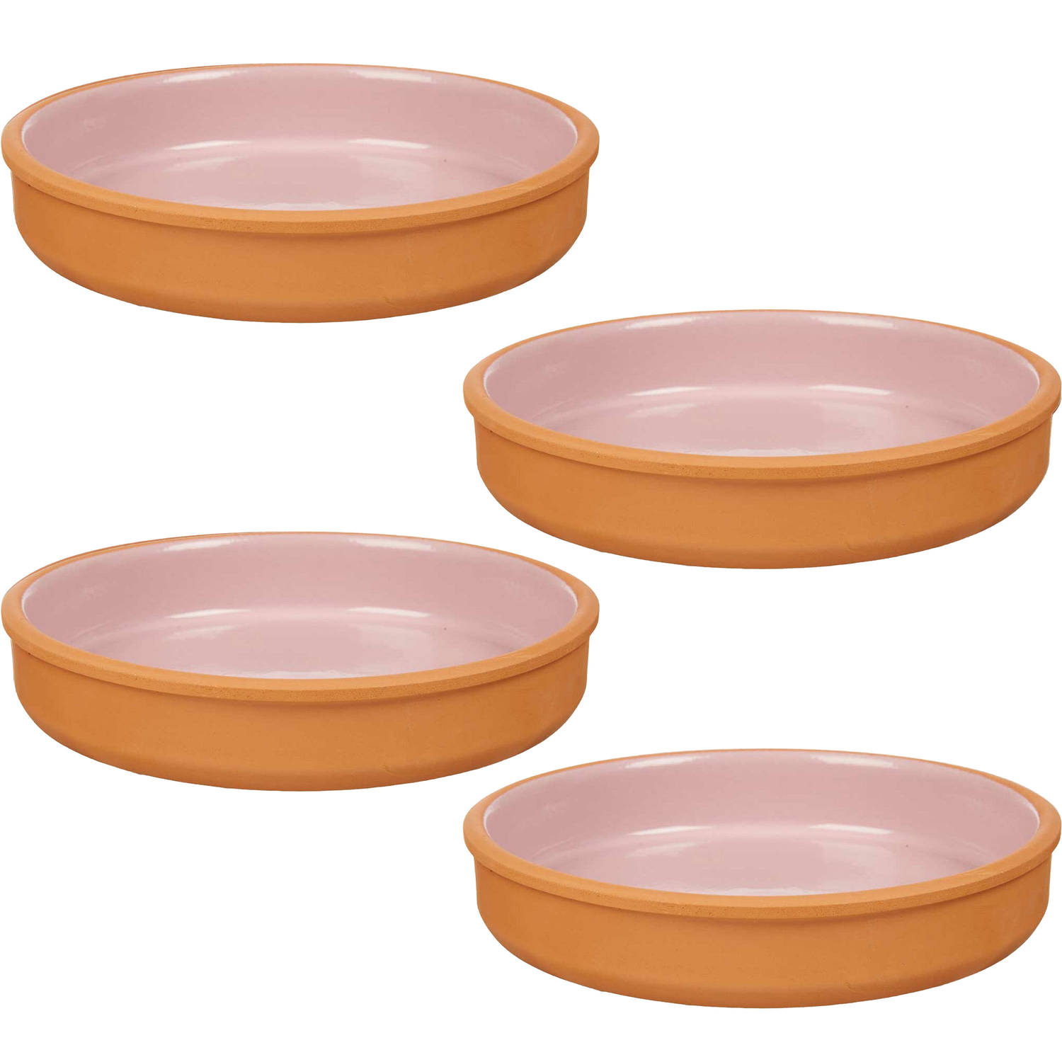 4x stuks tapas-hapjes serveren-oven schaal terracotta-roze 23 x 4 cm Snack en tapasschalen