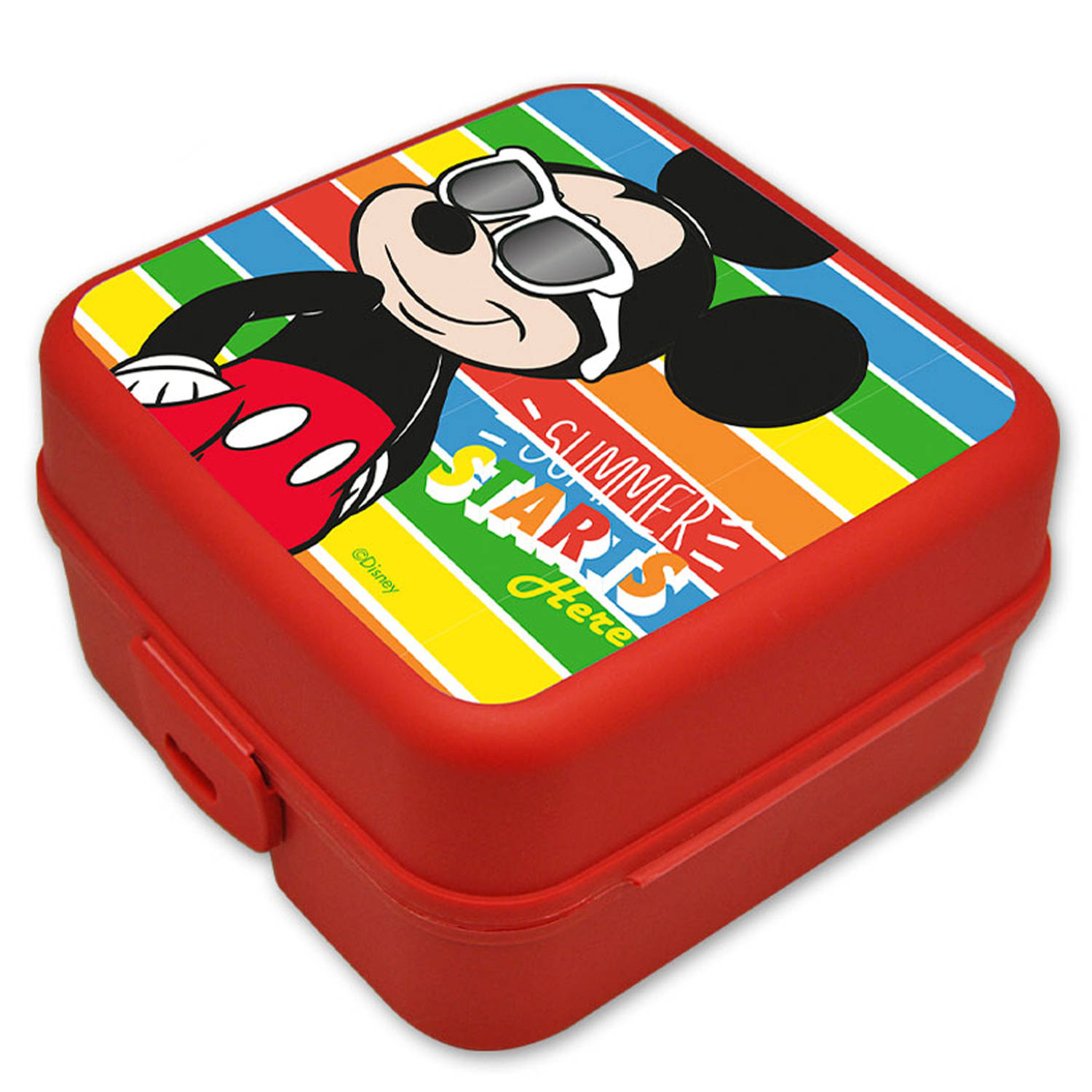 Disney Mickey Mouse broodtrommel-lunchbox voor kinderen rood kunststof 14 x 8 cm Lunchboxen
