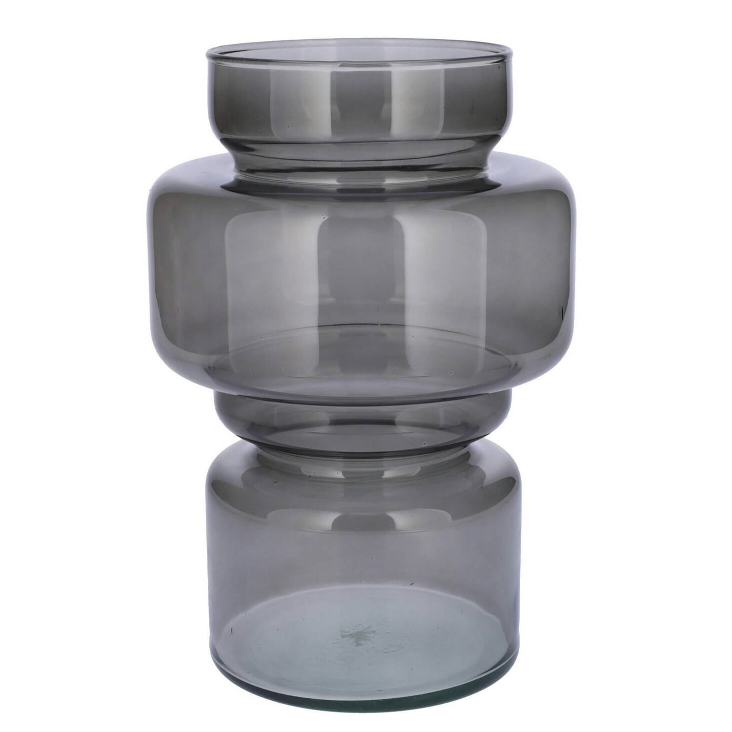 Bloemenvaas grijs transparant gerecycled glas D17 x H25 cm Vazen