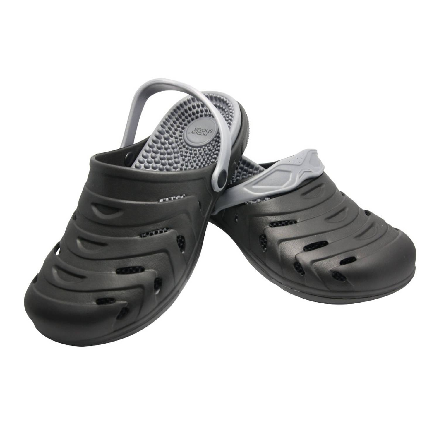 Happy Shoes Massage Clogs – maat 39 – zwart – Pantoffels, slippers en sloffen voor mannen en vrouwen – uitneembare zool