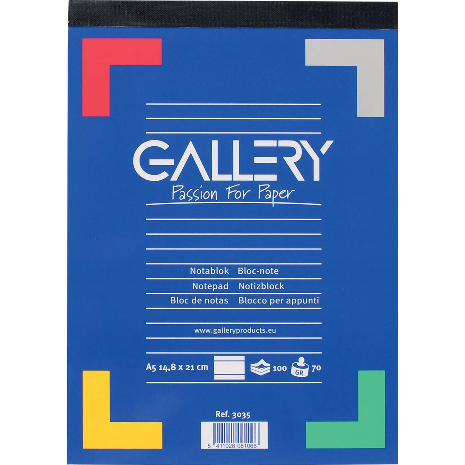 Gallery schrijfblok, ft A5, gelijnd, blok van 100 vel 10 stuks
