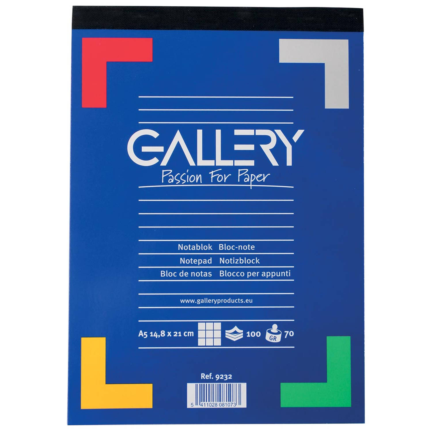 Gallery schrijfblok, ft A5, geruit 5 mm, blok van 100 vel 10 stuks