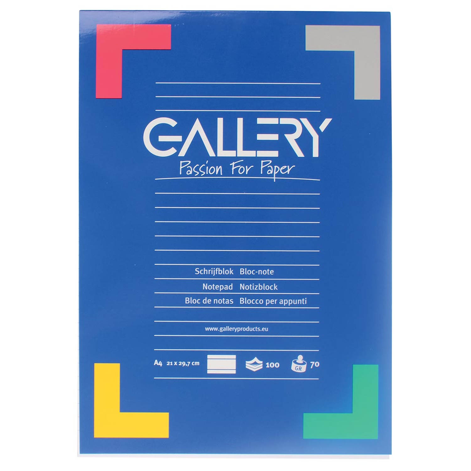 Gallery schrijfblok ft 21 x 29,7 cm (a4), 100 blad, gelijnd