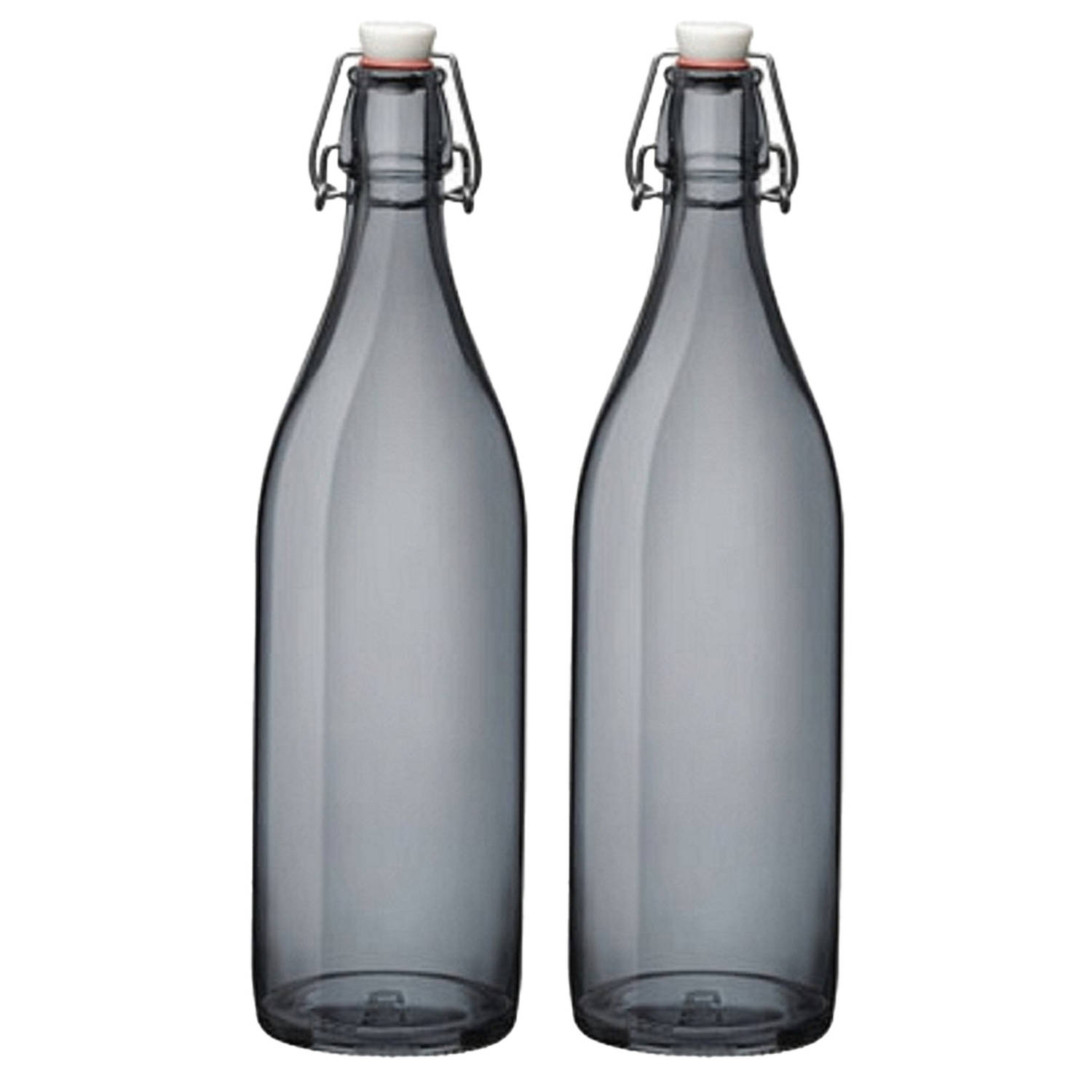 Elegance set 2x stuks weckflessen grijs beugeldop glas van 1 liter Weckpotten | Blokker