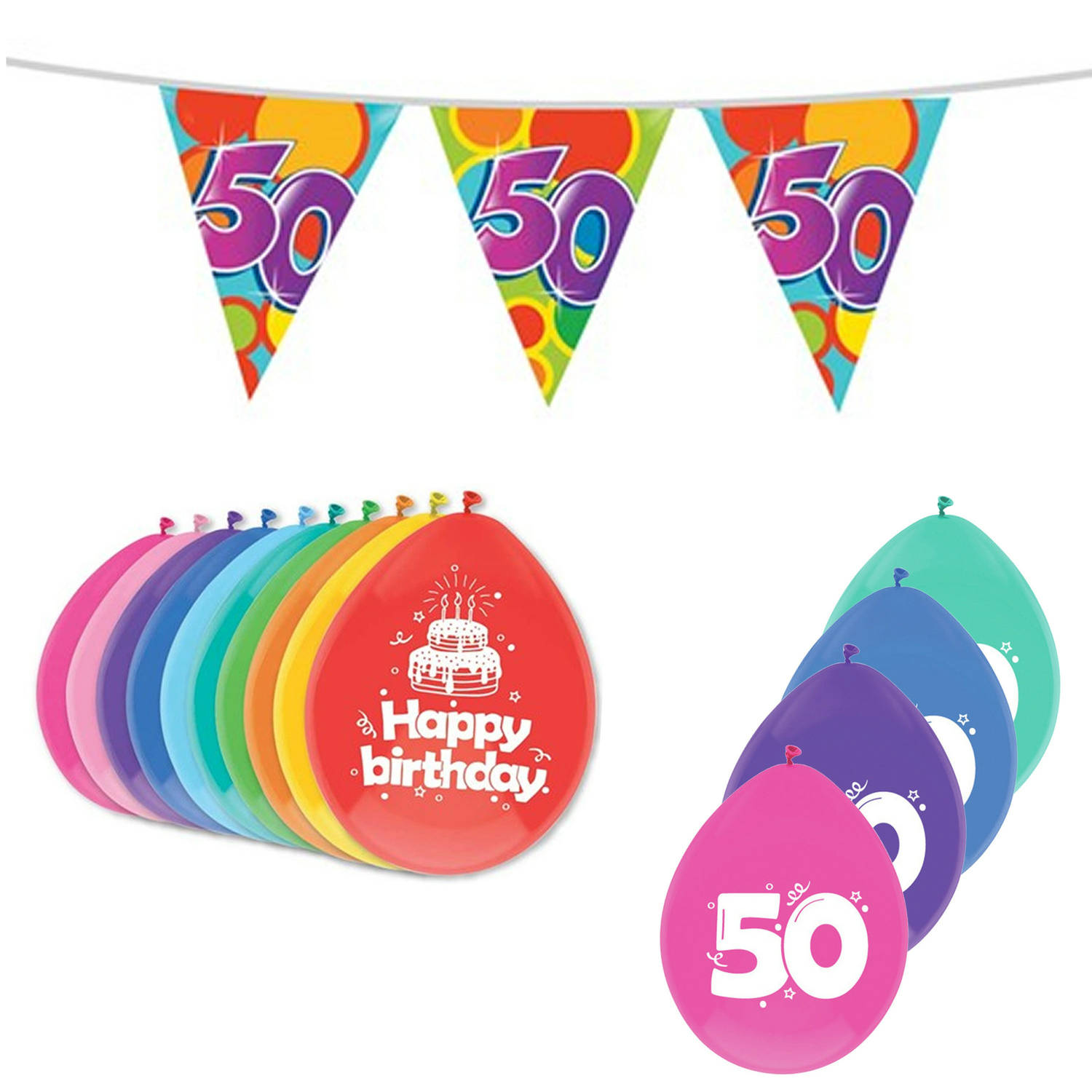 Leeftijd verjaardag thema 50 jaar pakket ballonnen/vlaggetjes - Feestpakketten